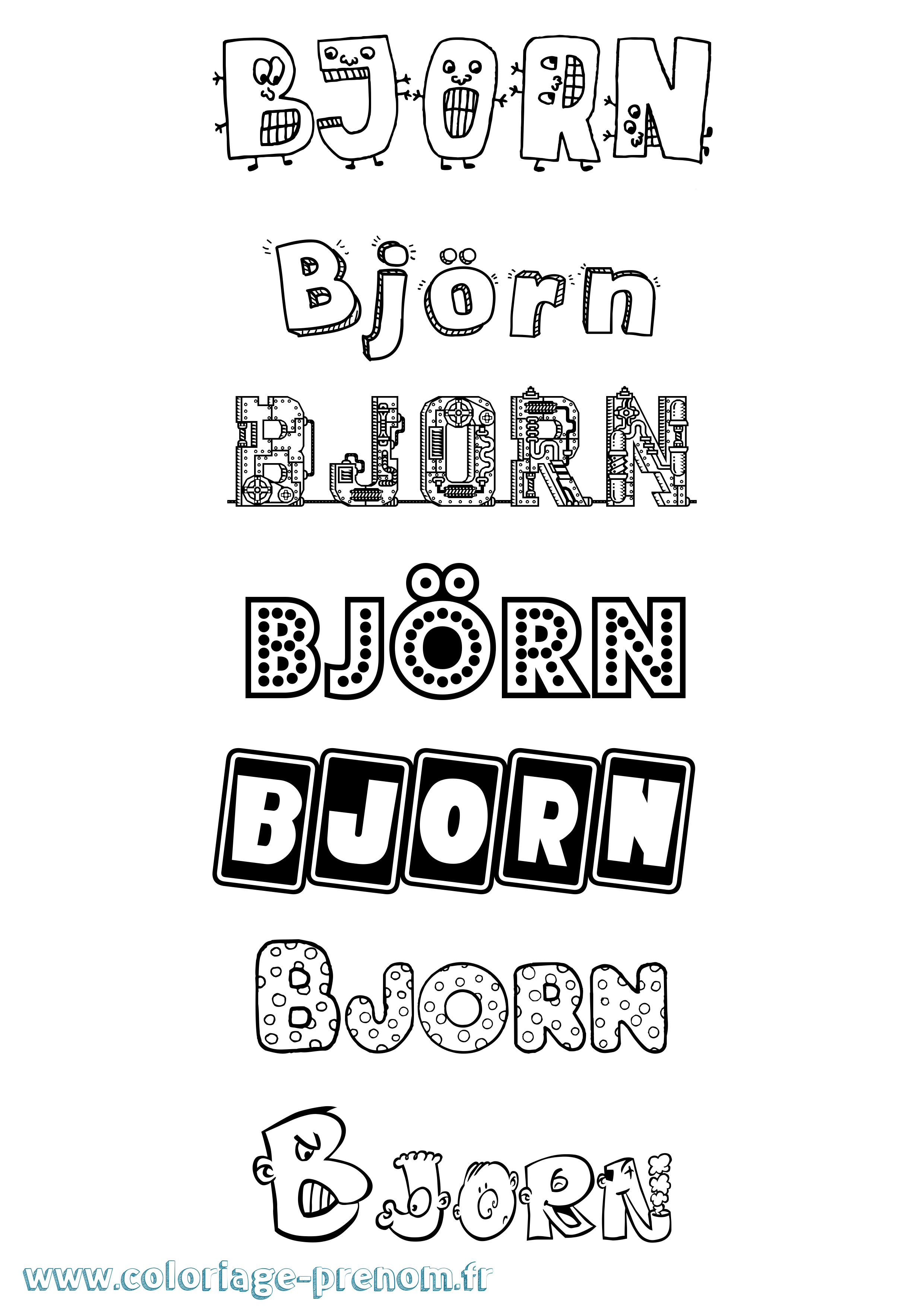 Coloriage prénom Björn Fun