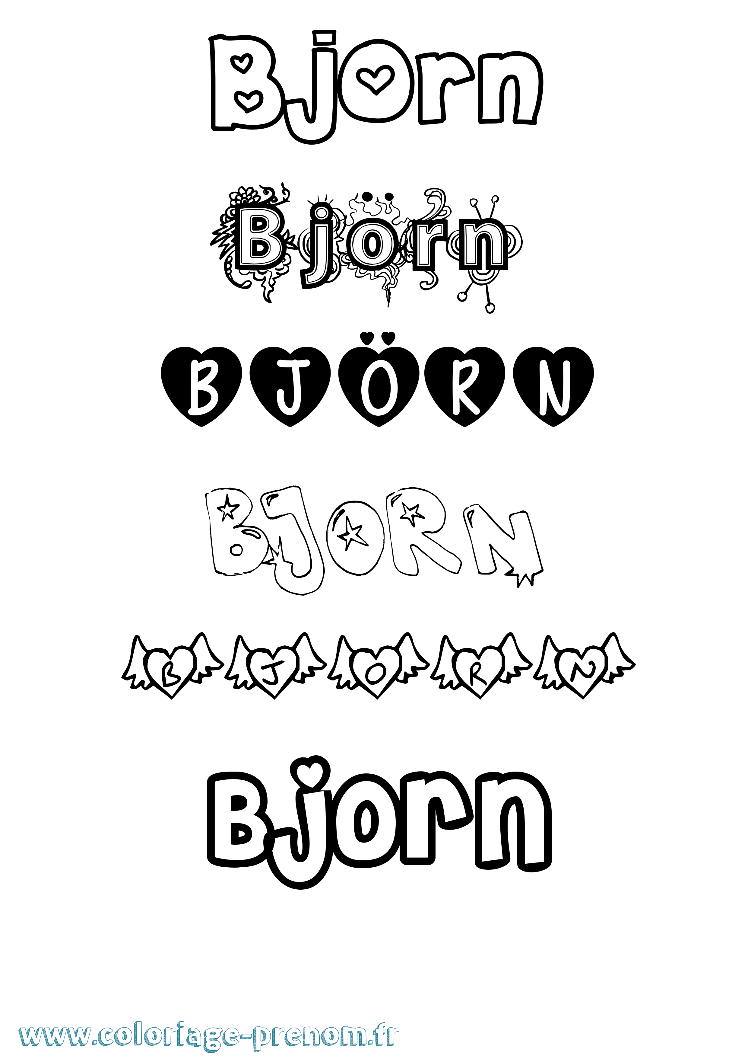 Coloriage Björn Girly Coloriage prénom Björn Girly