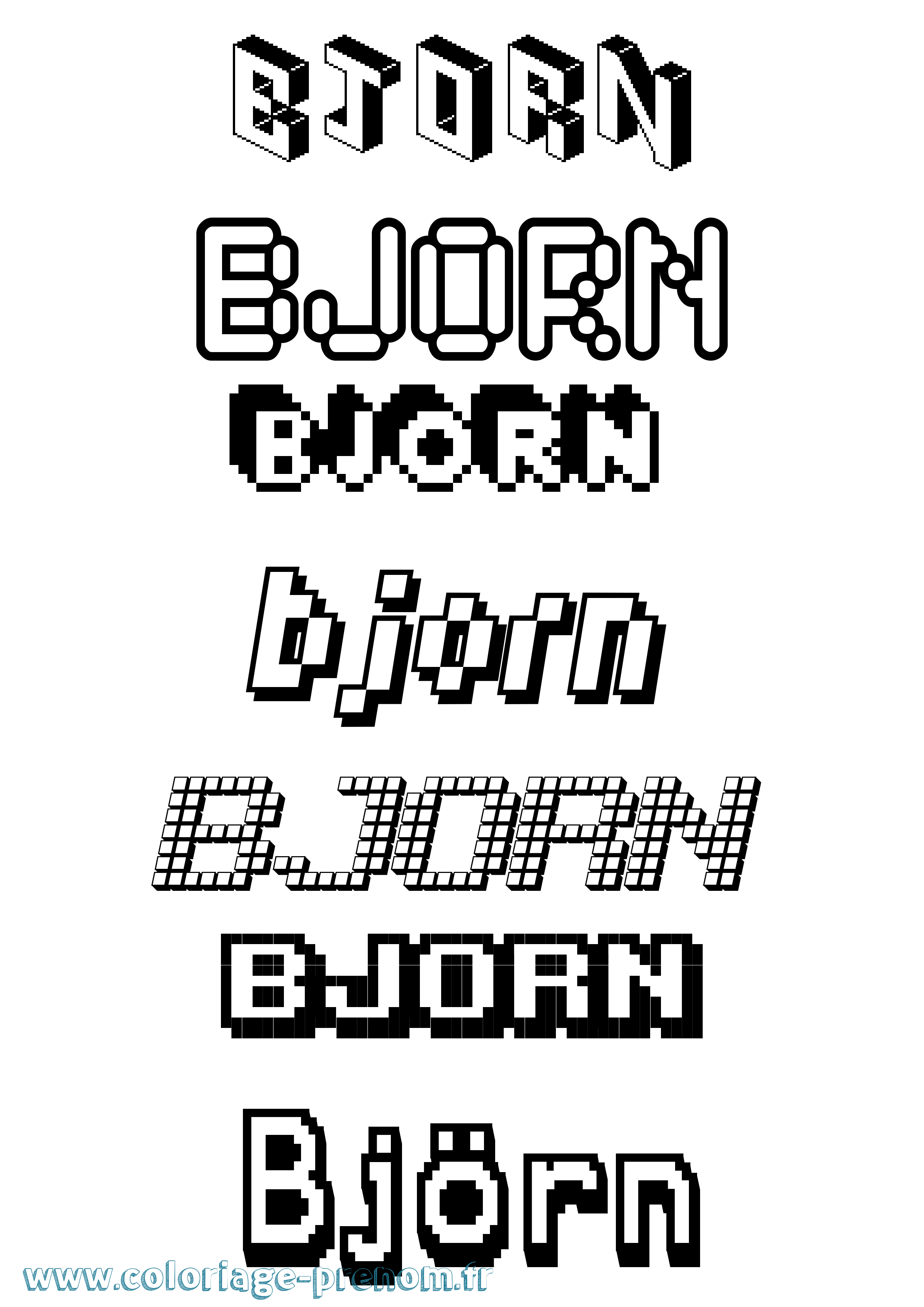 Coloriage Björn Pixel Coloriage prénom Björn Pixel