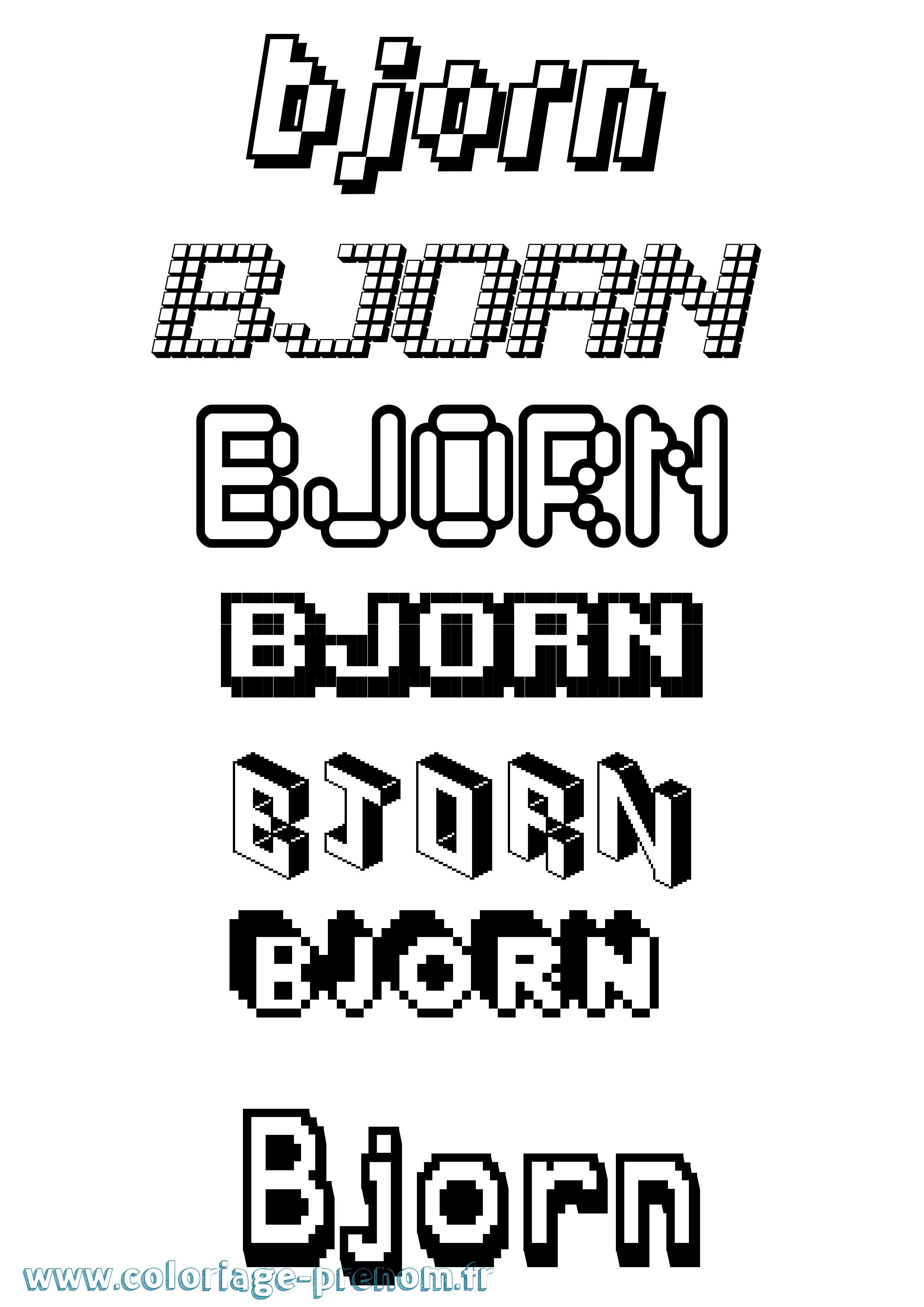 Coloriage prénom Bjorn Pixel