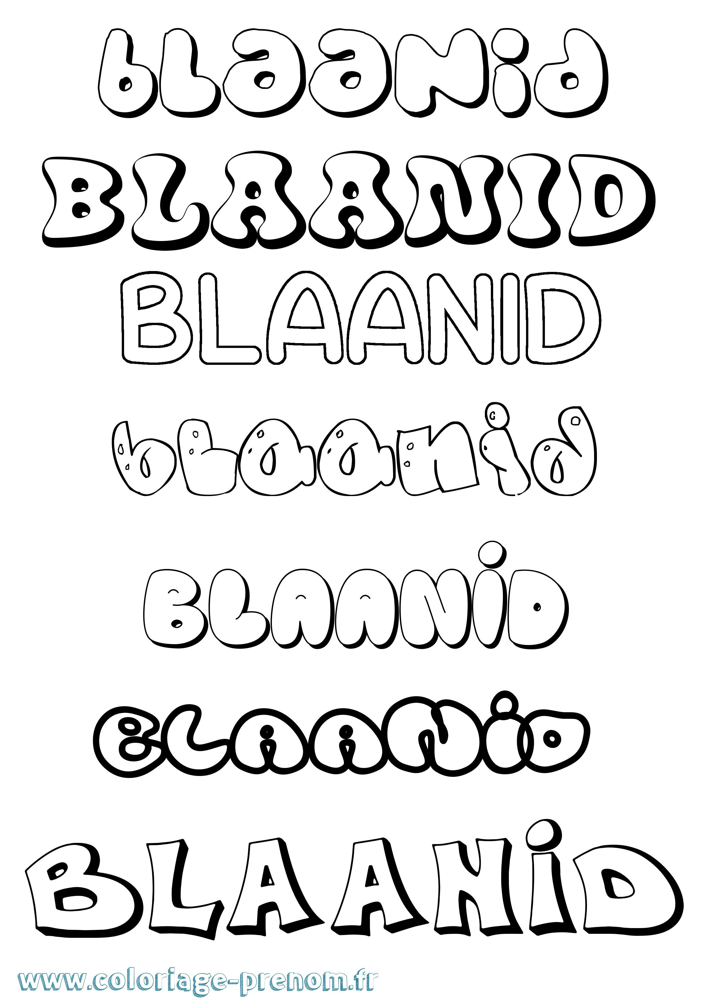 Coloriage prénom Blaanid Bubble