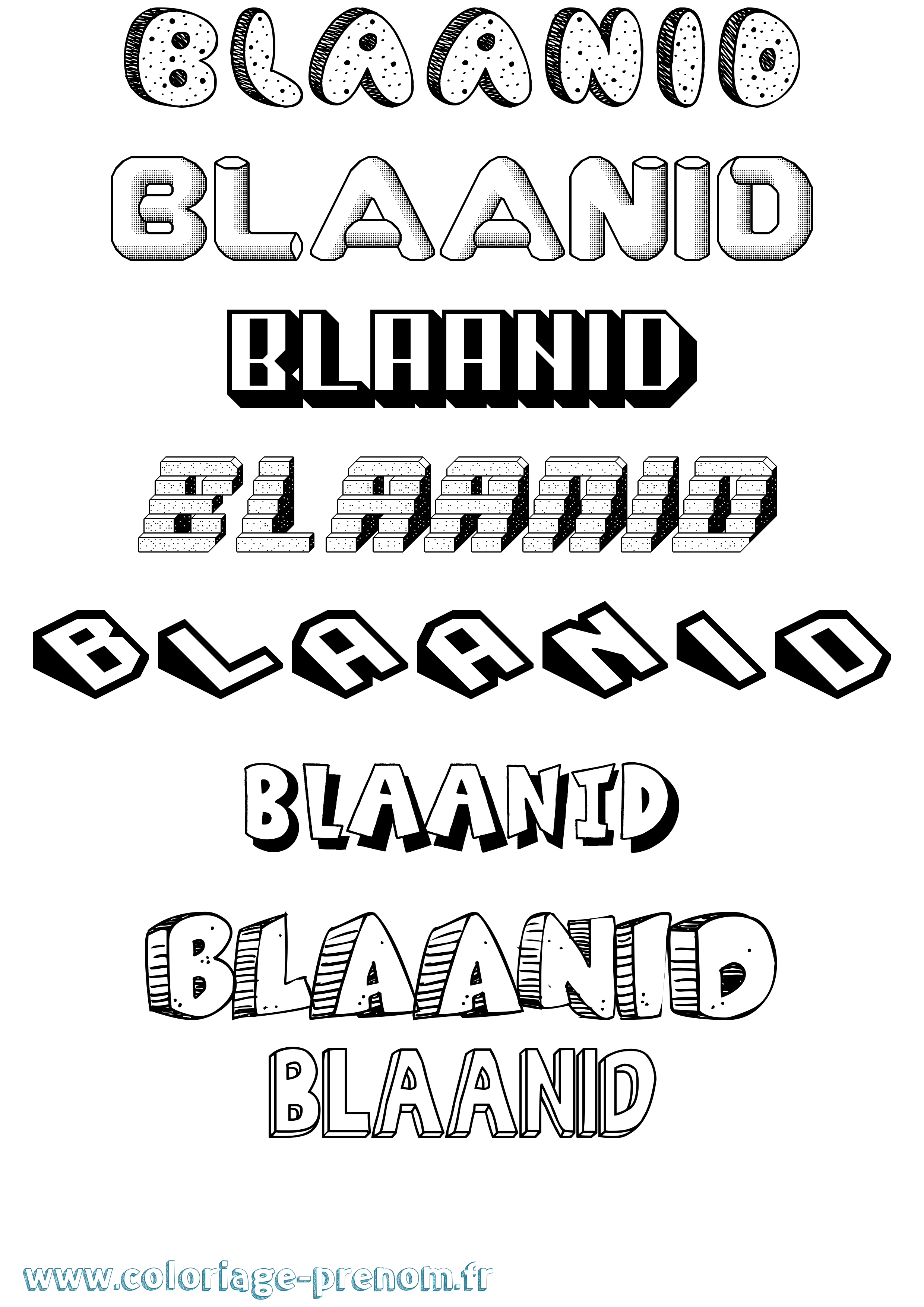 Coloriage Blaanid Effet 3D Coloriage prénom Blaanid Effet 3D
