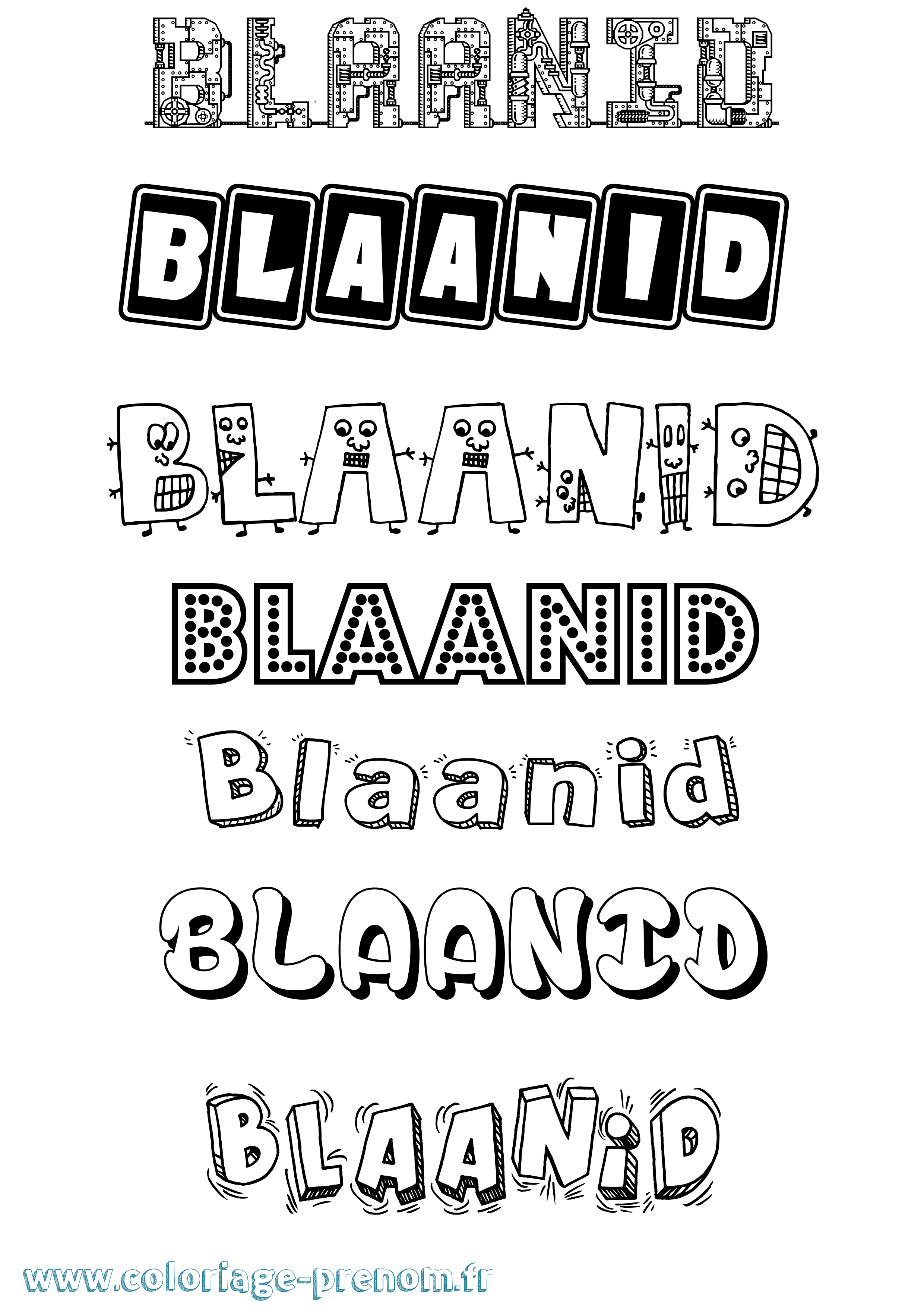 Coloriage Blaanid Fun Coloriage prénom Blaanid Fun