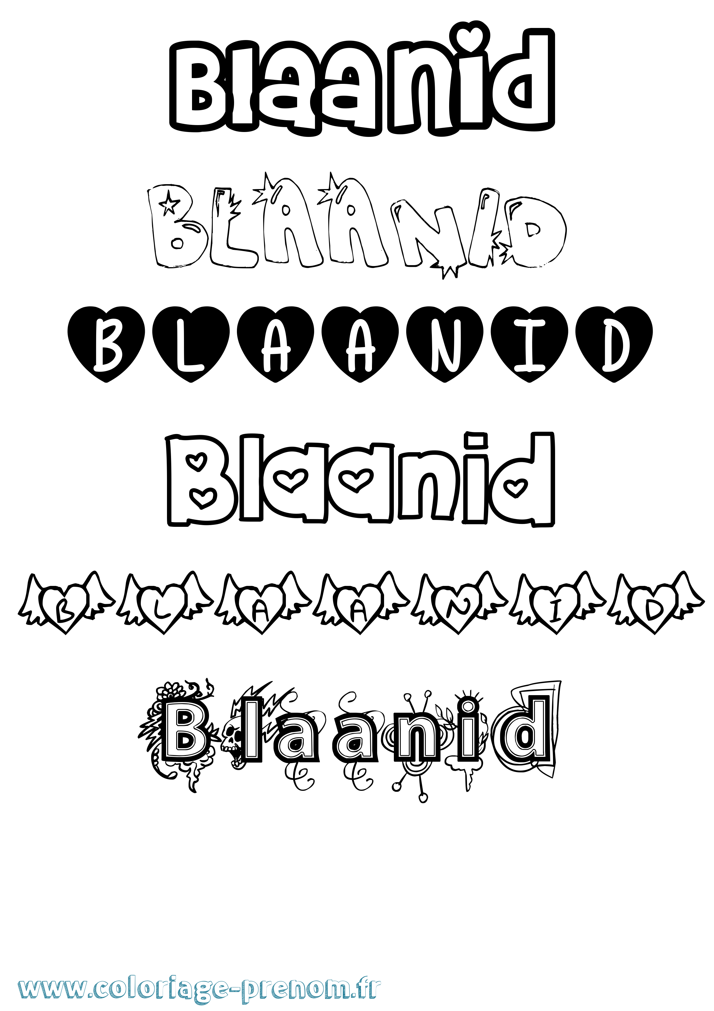 Coloriage Blaanid Girly Coloriage prénom Blaanid Girly