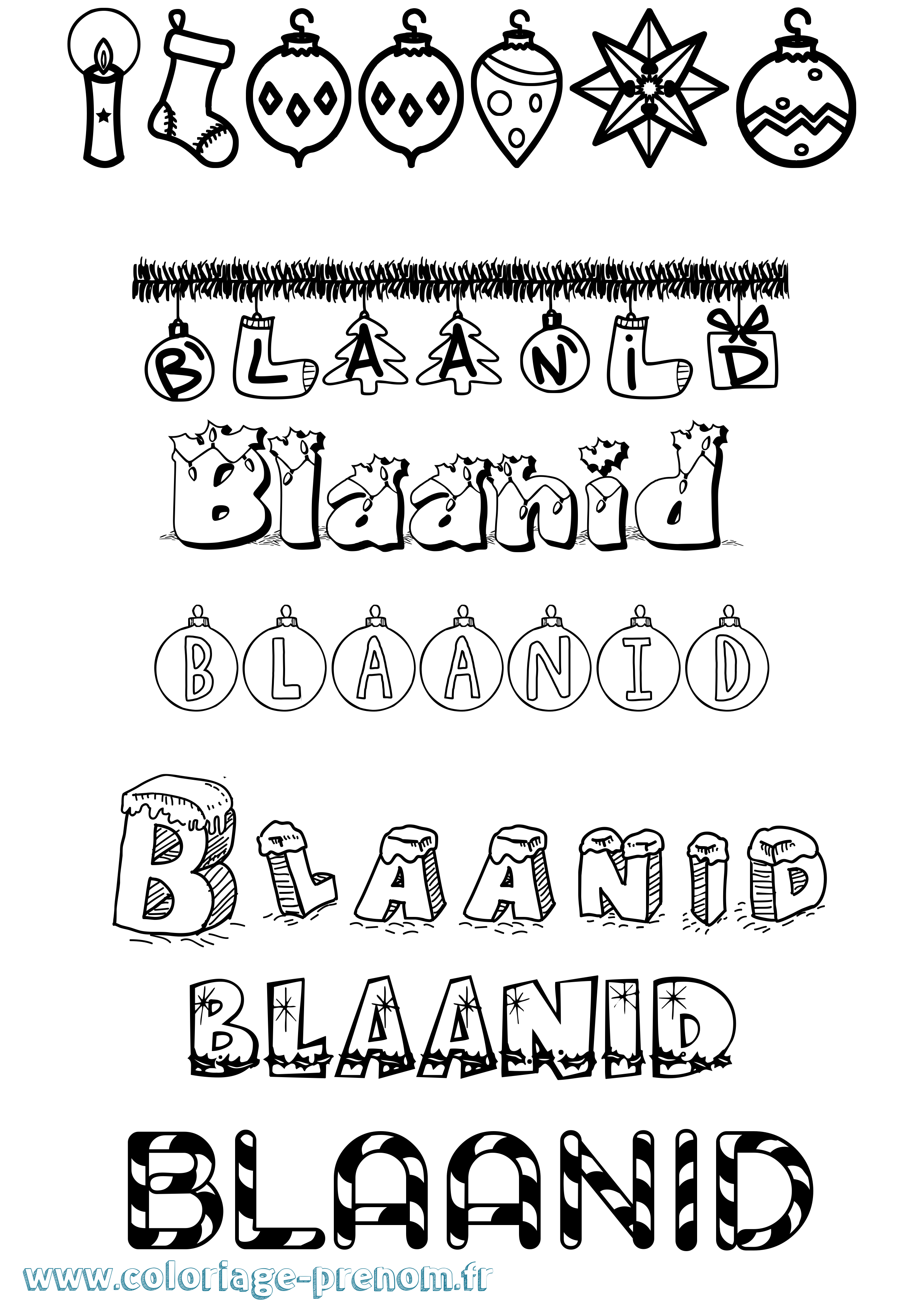 Coloriage Blaanid Noël Coloriage prénom Blaanid Noël