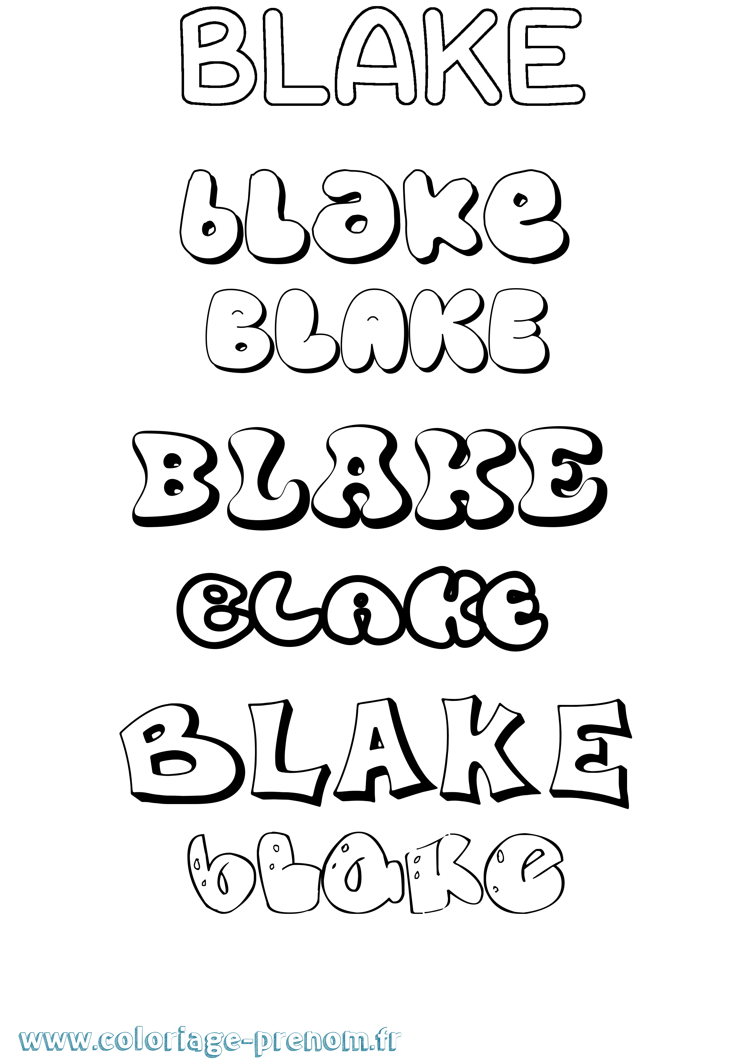 Coloriage prénom Blake Bubble