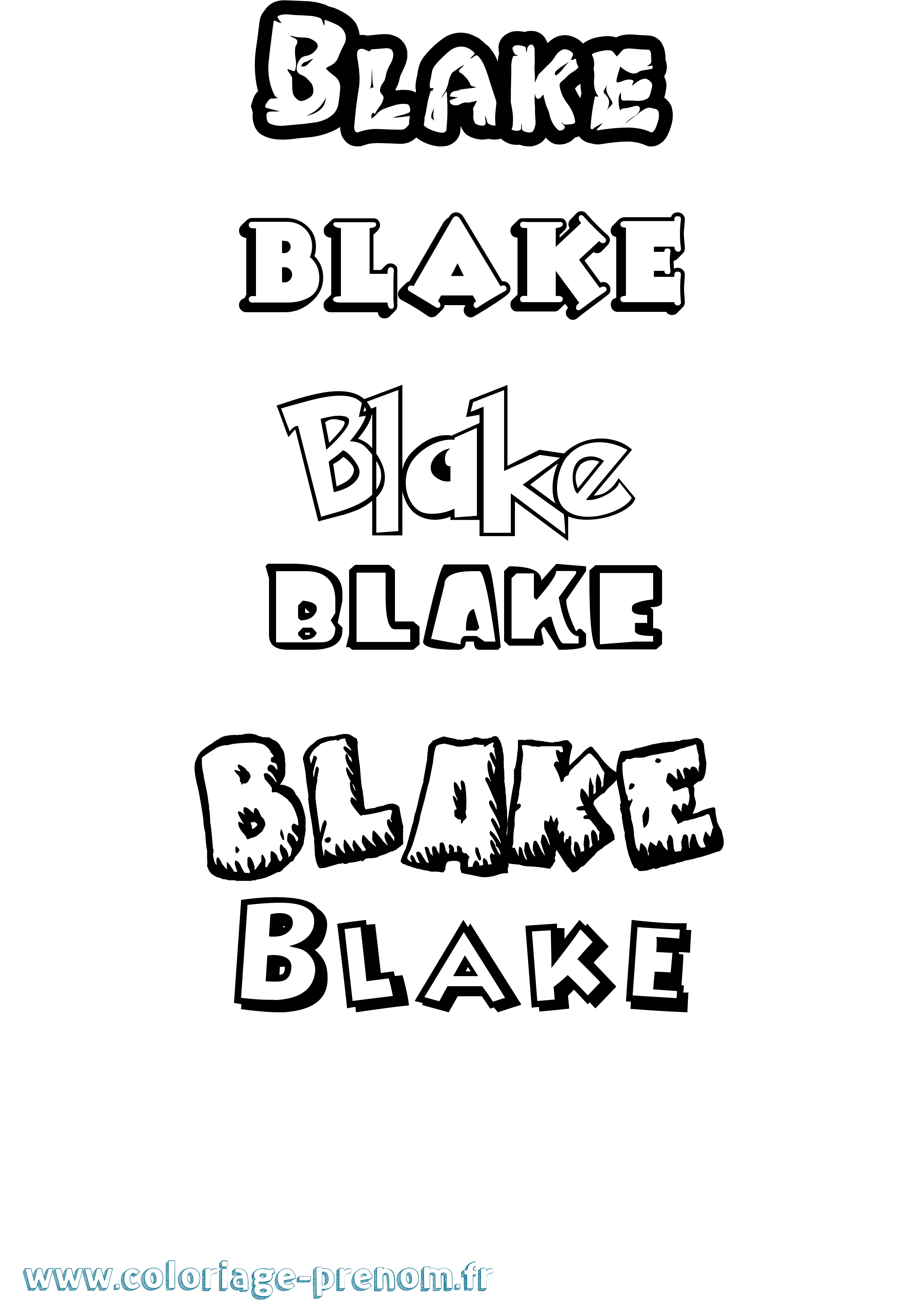 Coloriage prénom Blake Dessin Animé