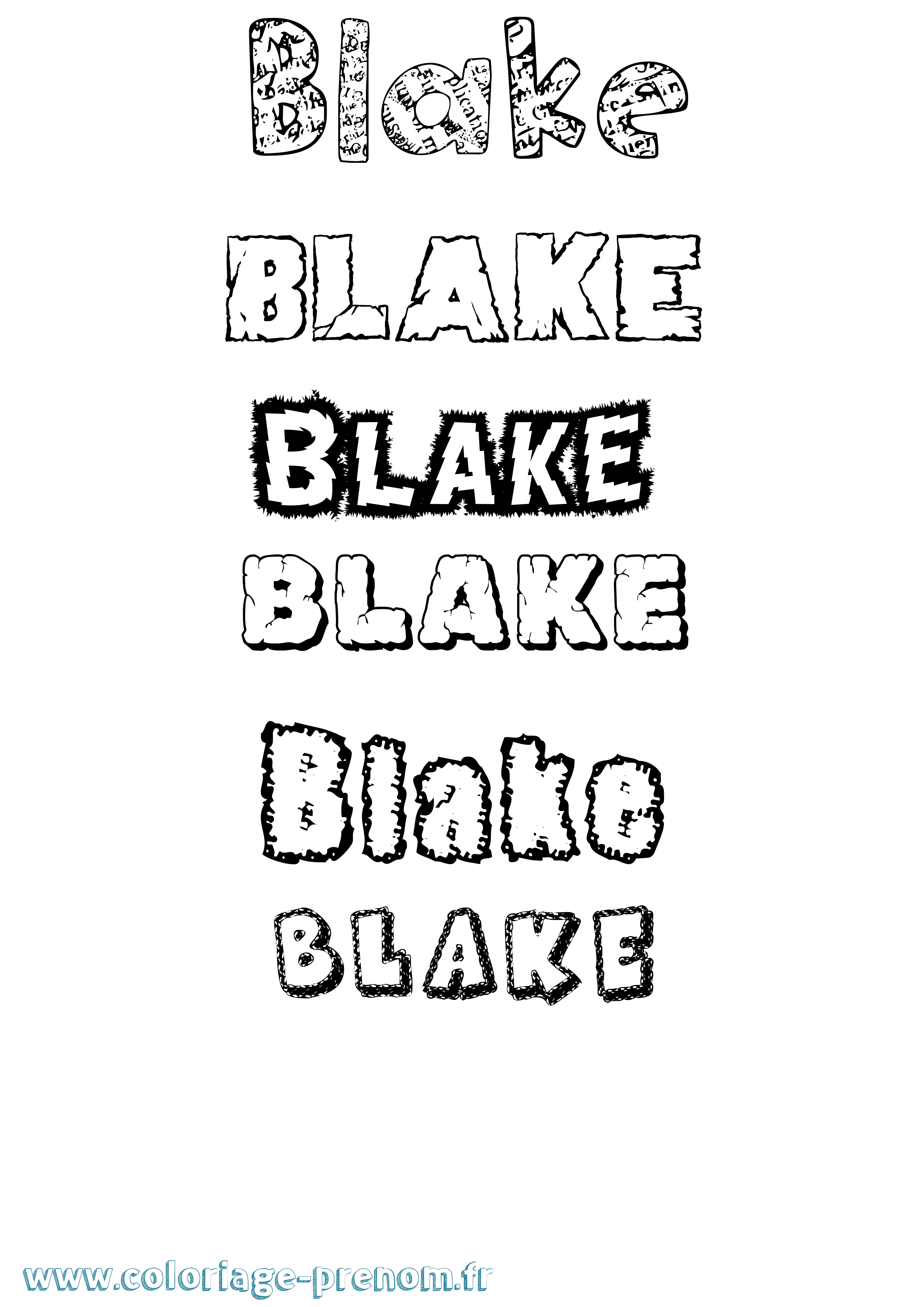 Coloriage prénom Blake Destructuré