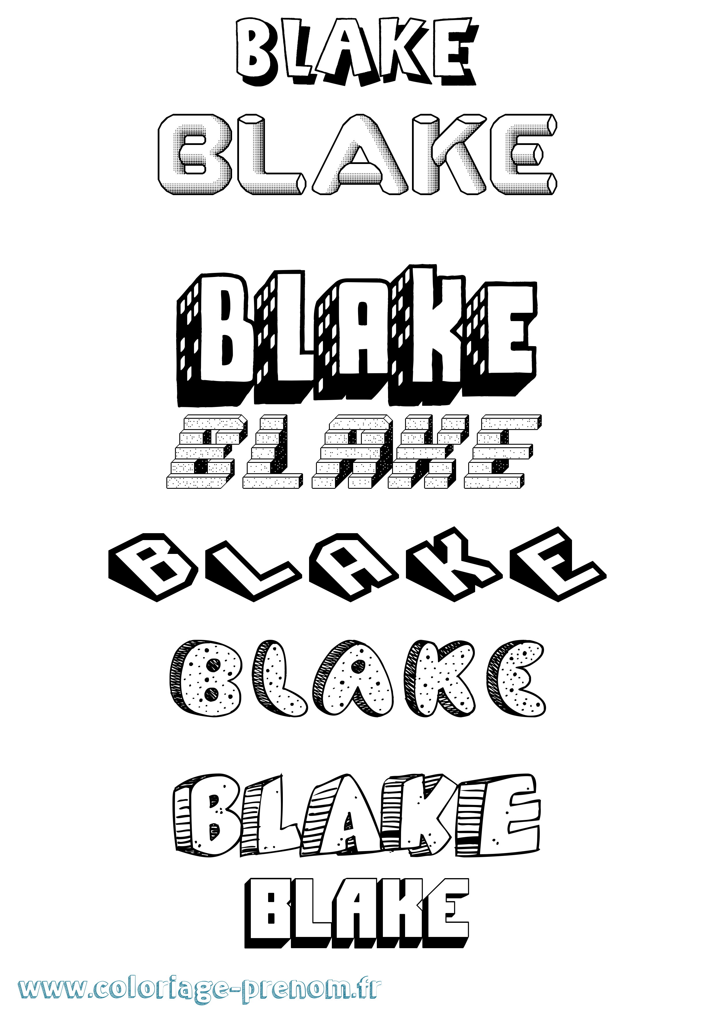 Coloriage prénom Blake Effet 3D