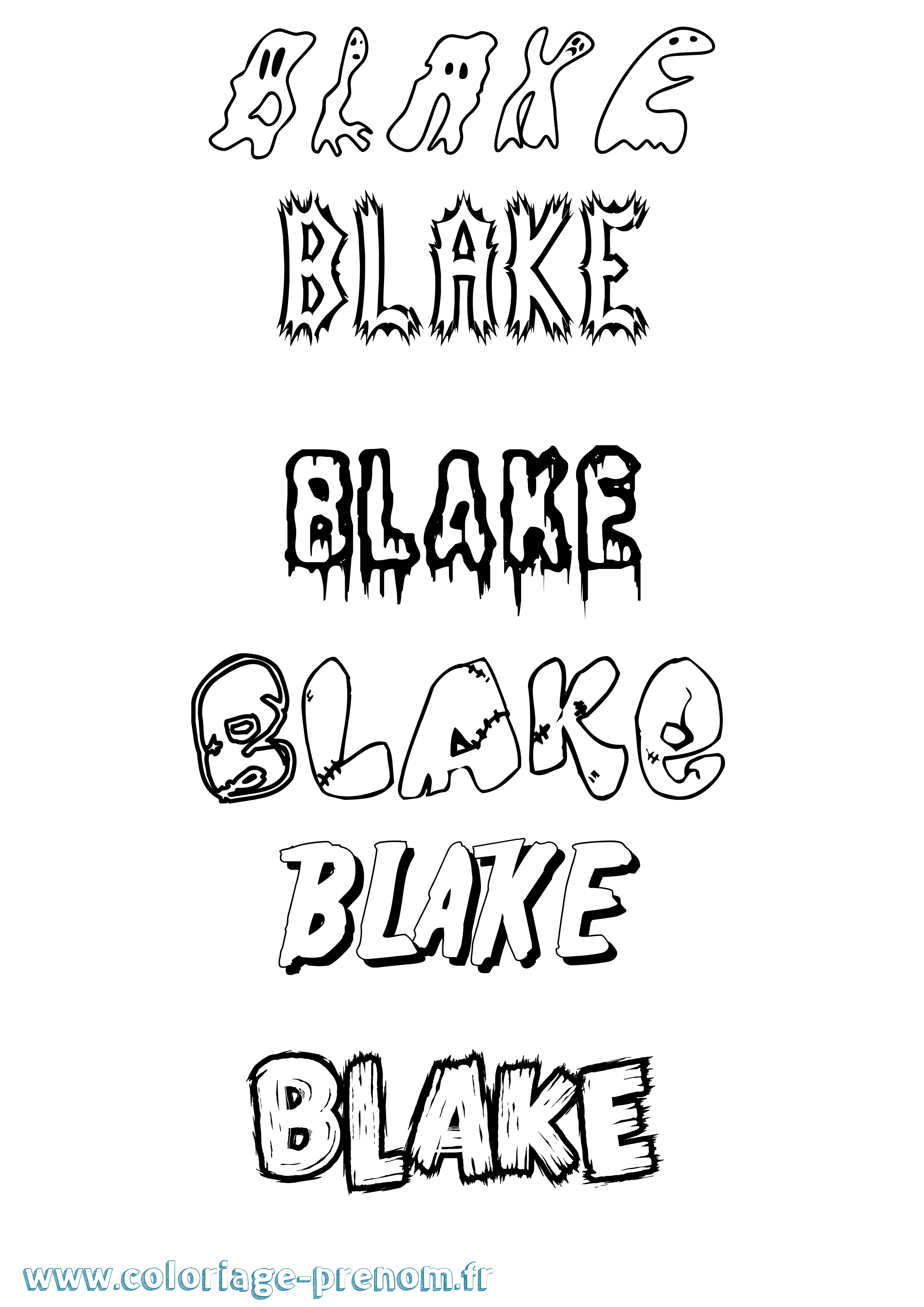 Coloriage prénom Blake Frisson