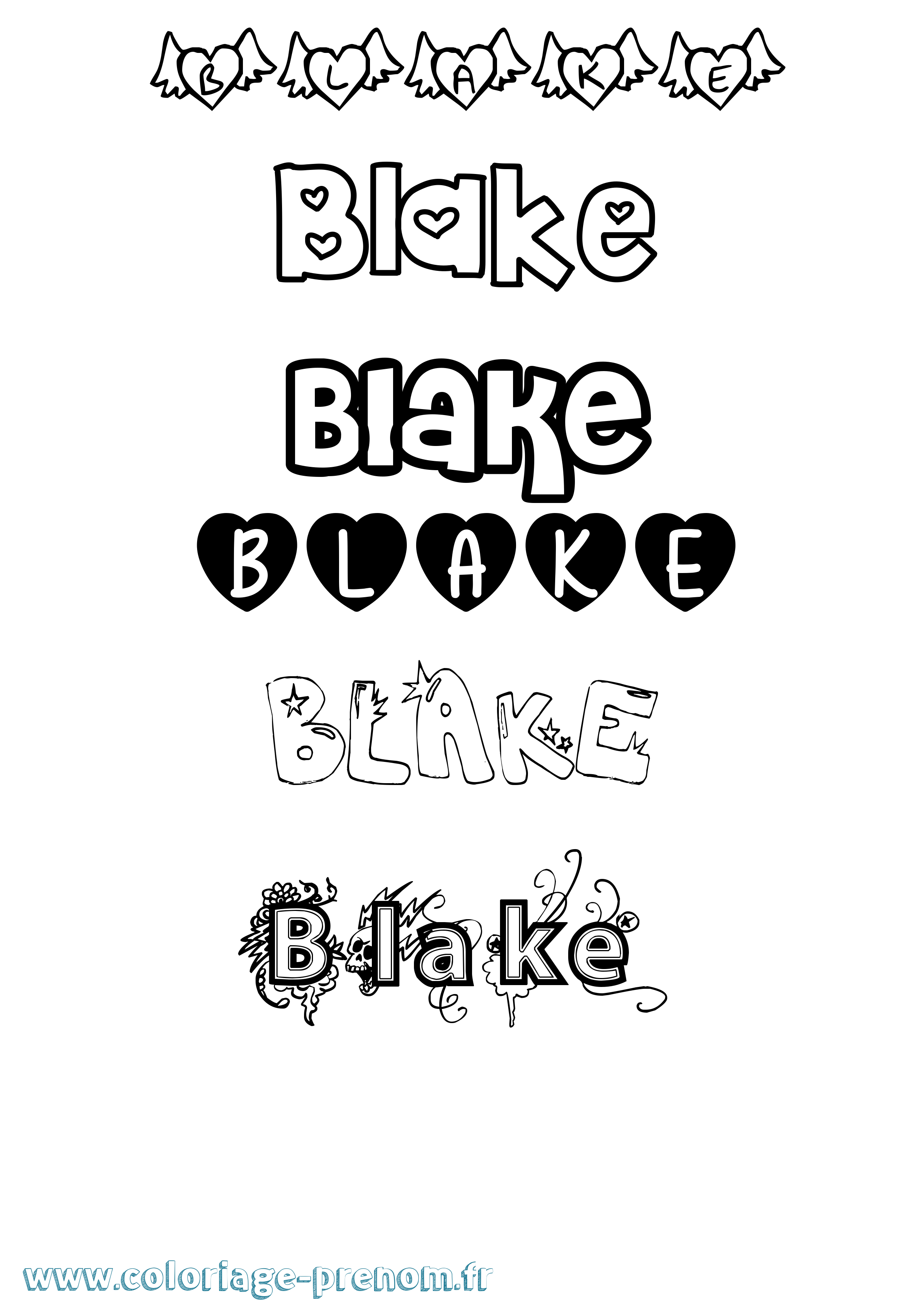 Coloriage prénom Blake Girly