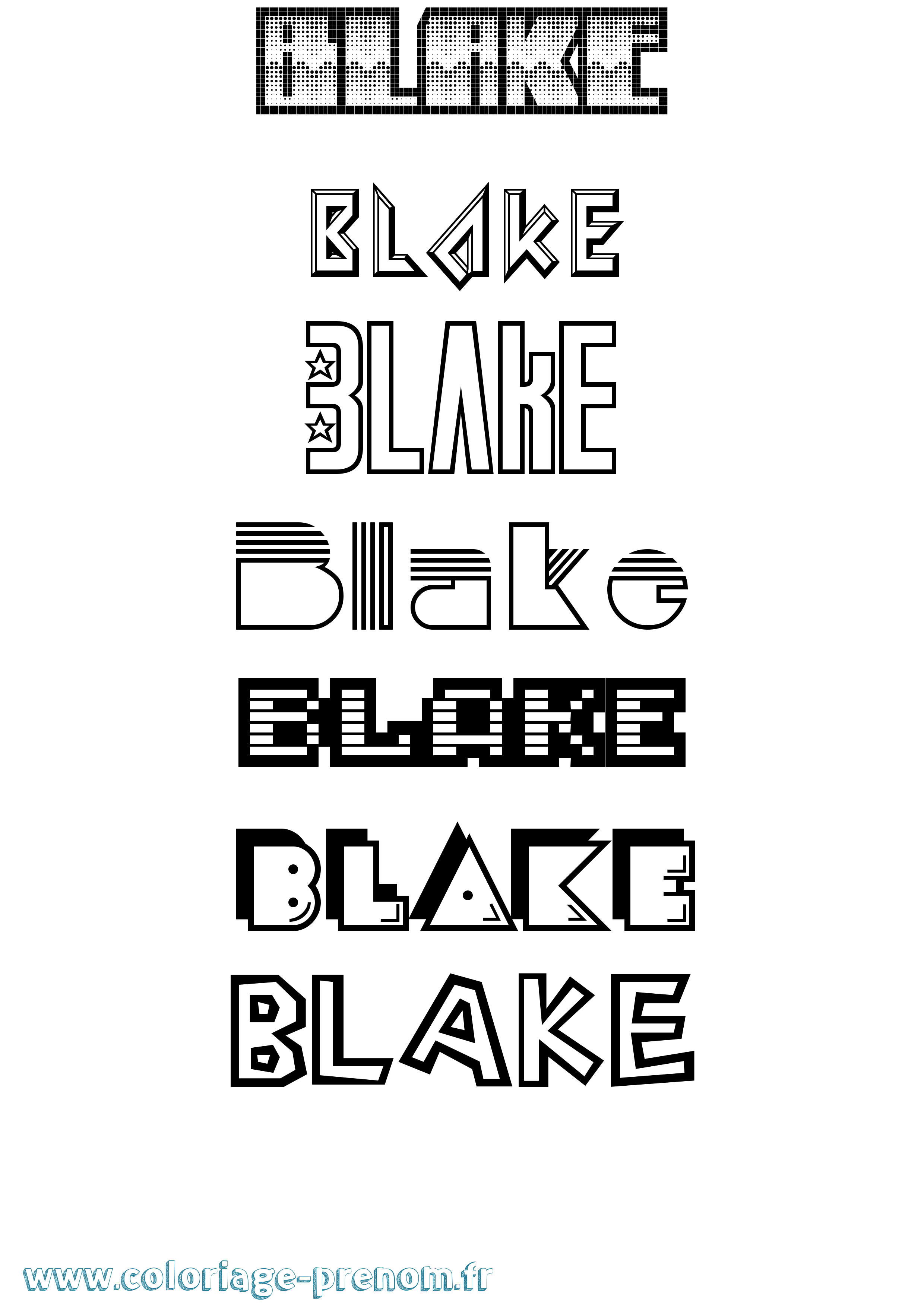 Coloriage prénom Blake Jeux Vidéos