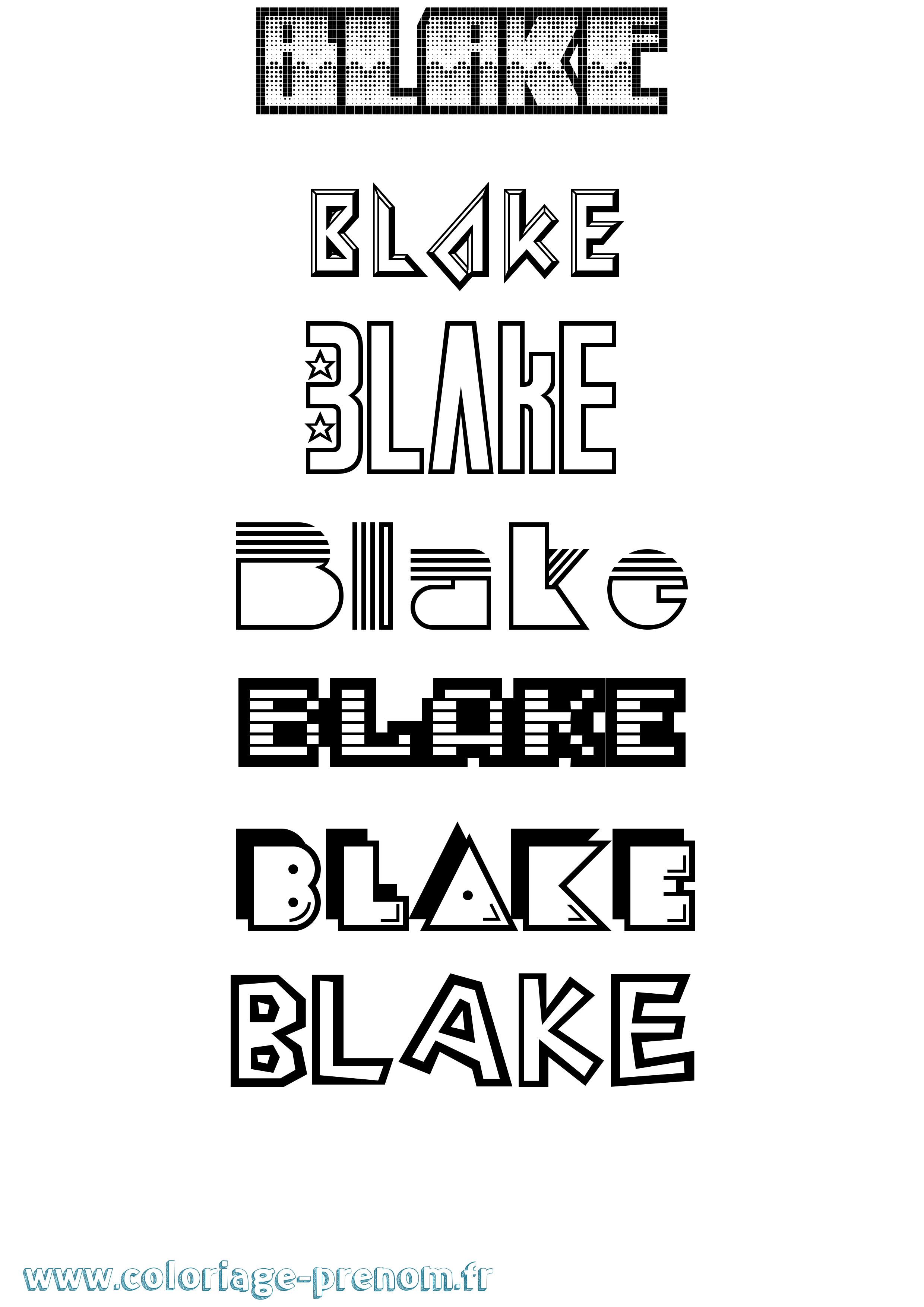 Coloriage Blake Jeux Vidéos Coloriage prénom Blake Jeux Vidéos