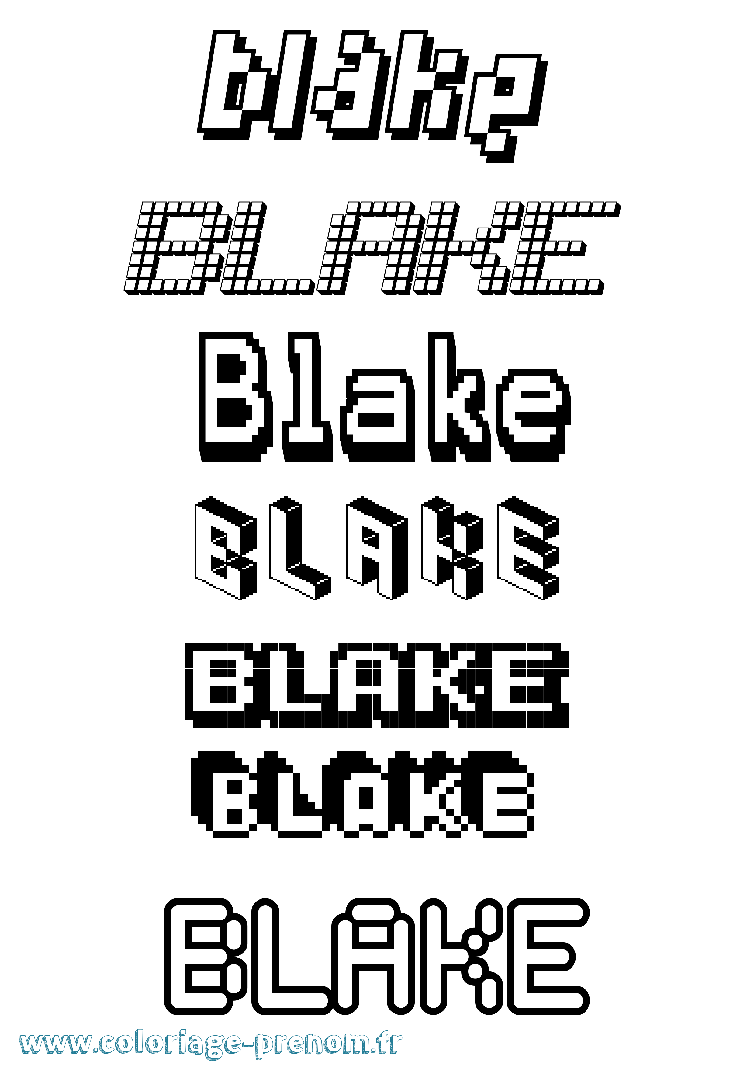 Coloriage Blake Pixel Coloriage prénom Blake Pixel