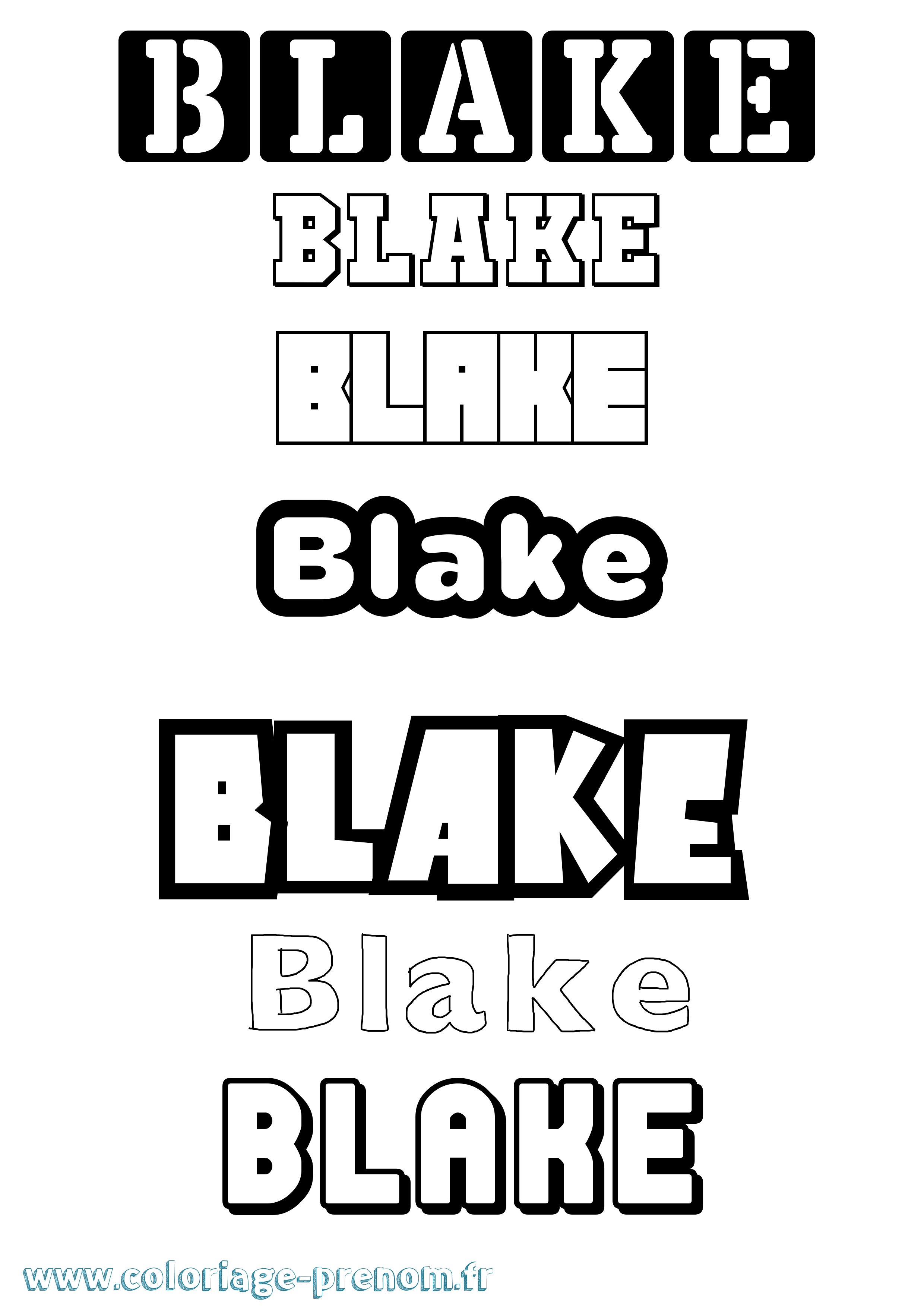 Coloriage Blake Simple Coloriage prénom Blake Simple