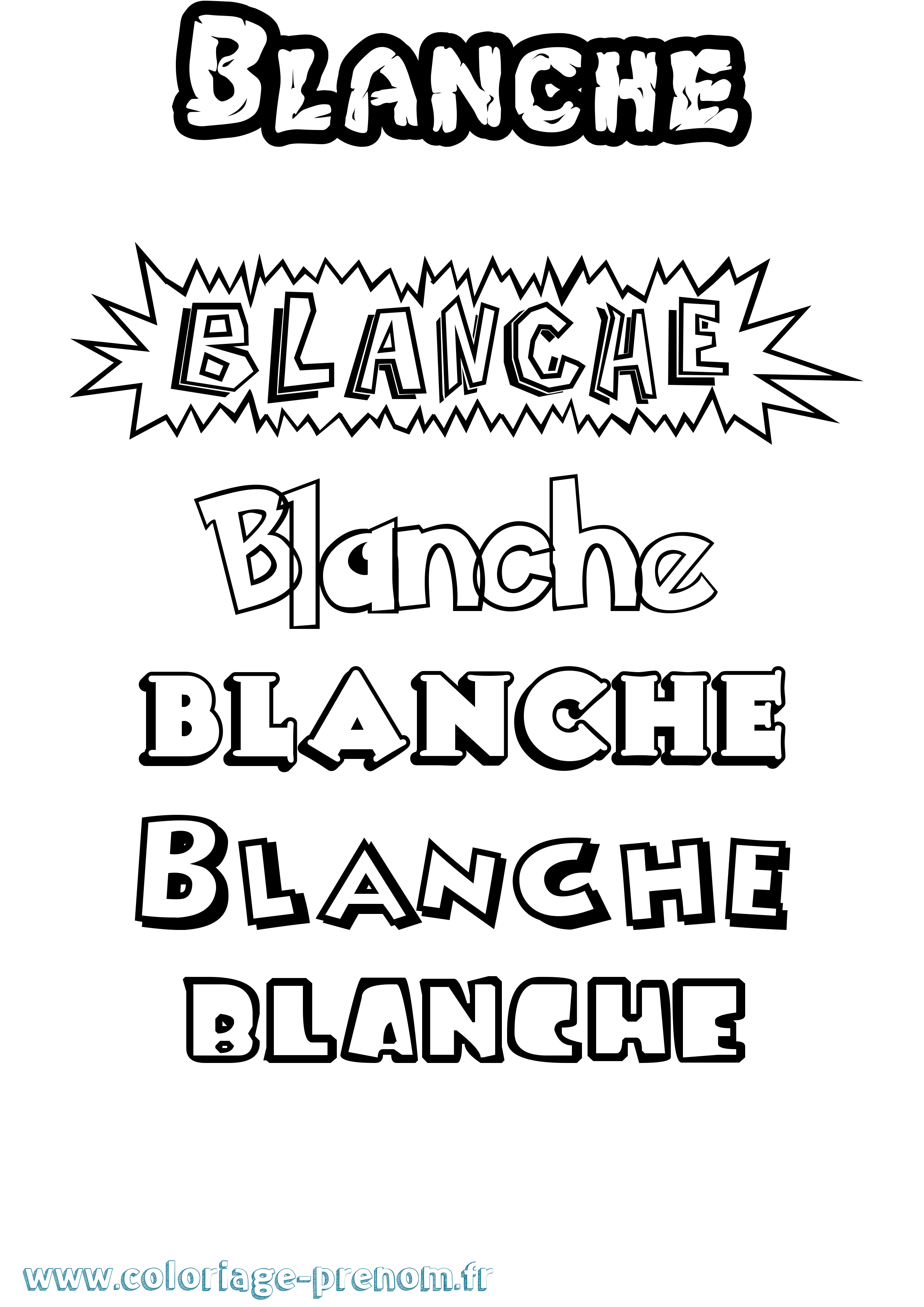 Coloriage prénom Blanche Dessin Animé