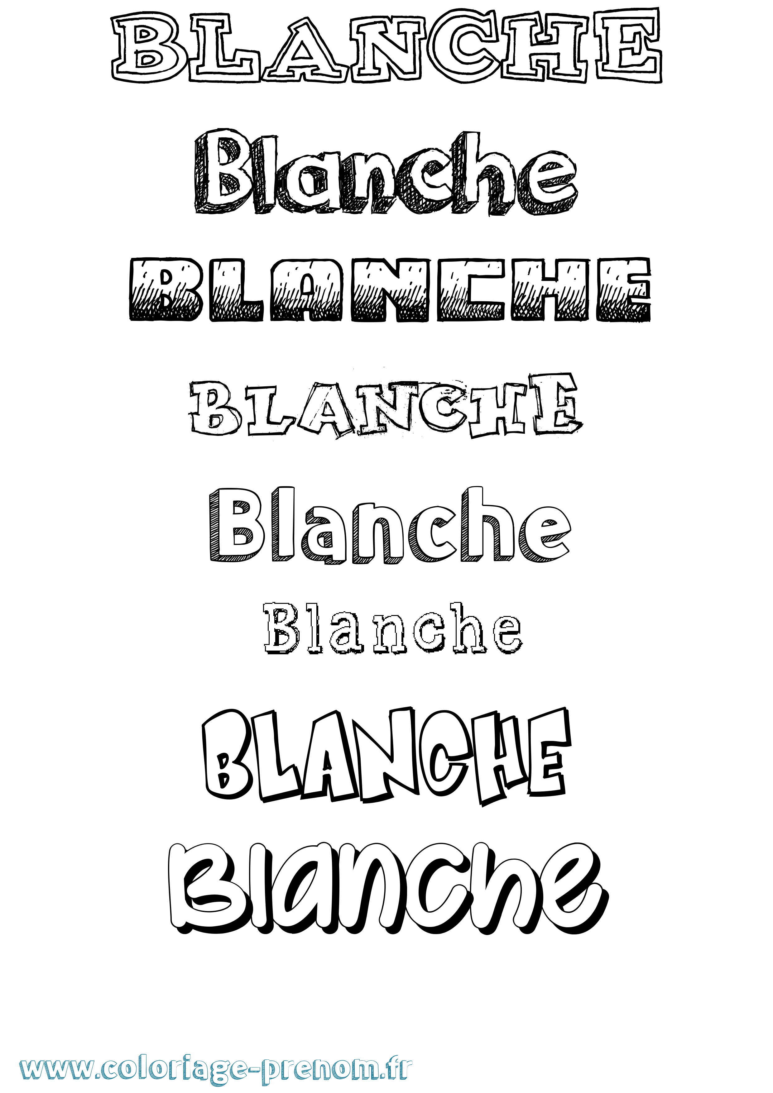 Coloriage prénom Blanche Dessiné