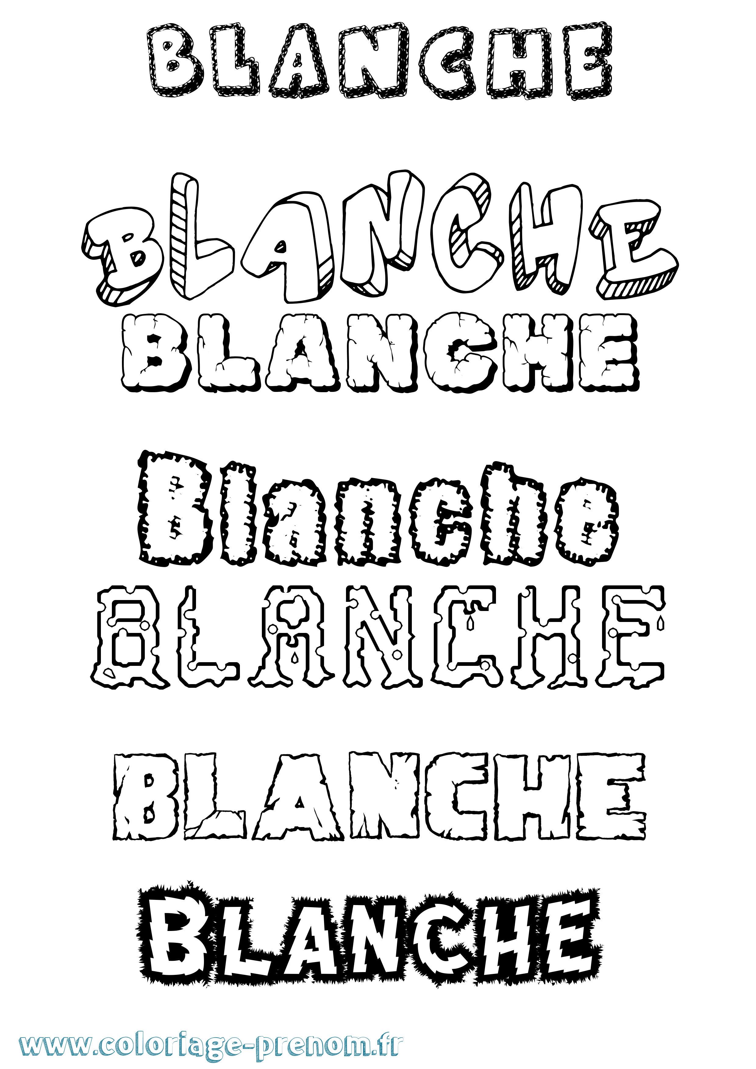 Coloriage prénom Blanche Destructuré