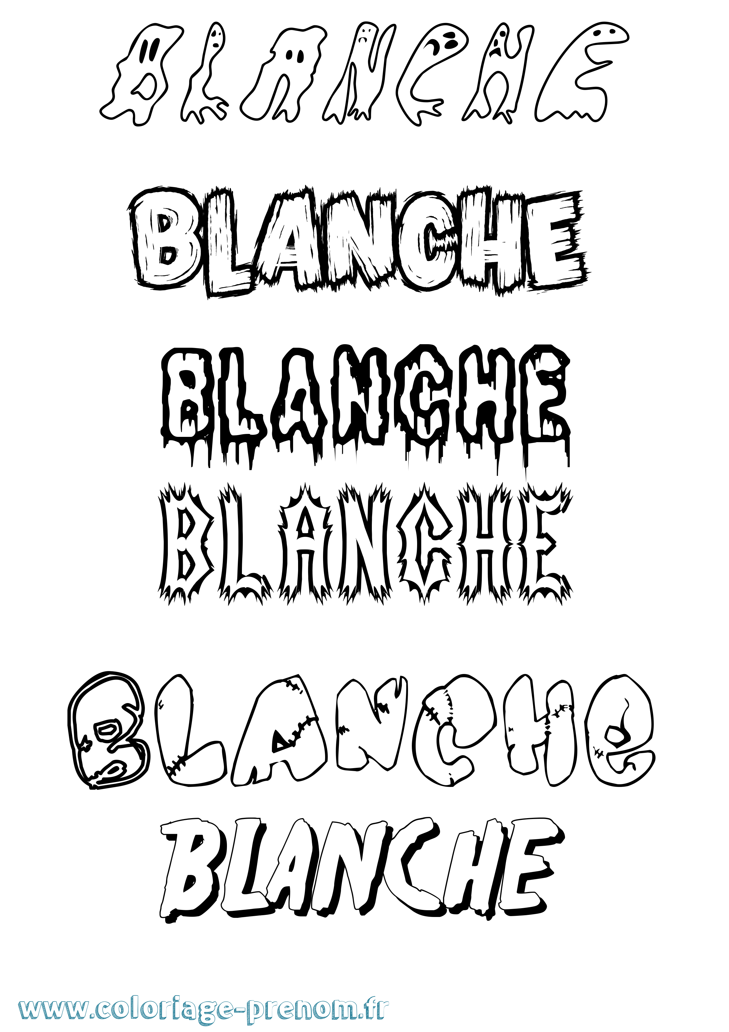 Coloriage prénom Blanche Frisson