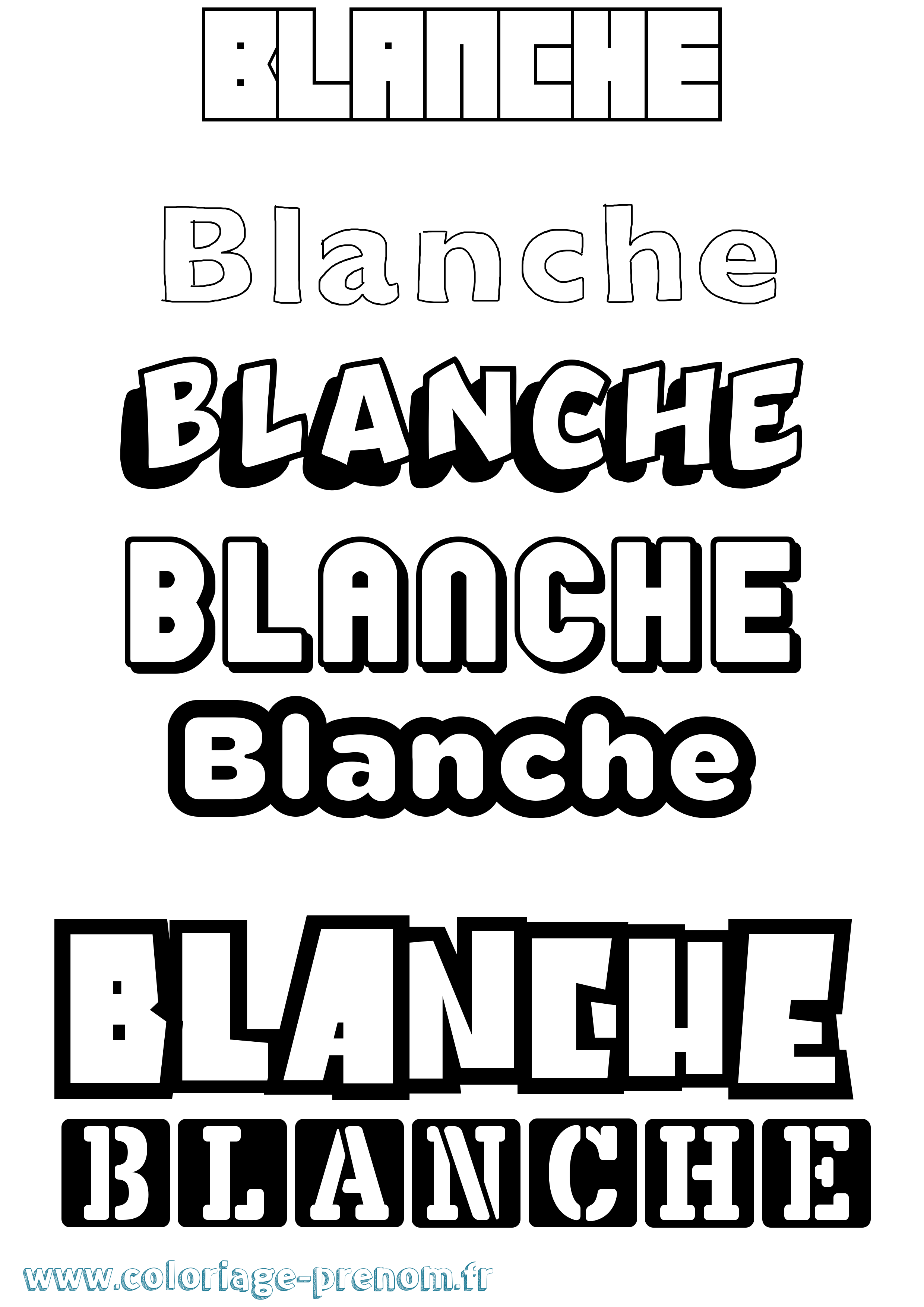 Coloriage prénom Blanche Simple
