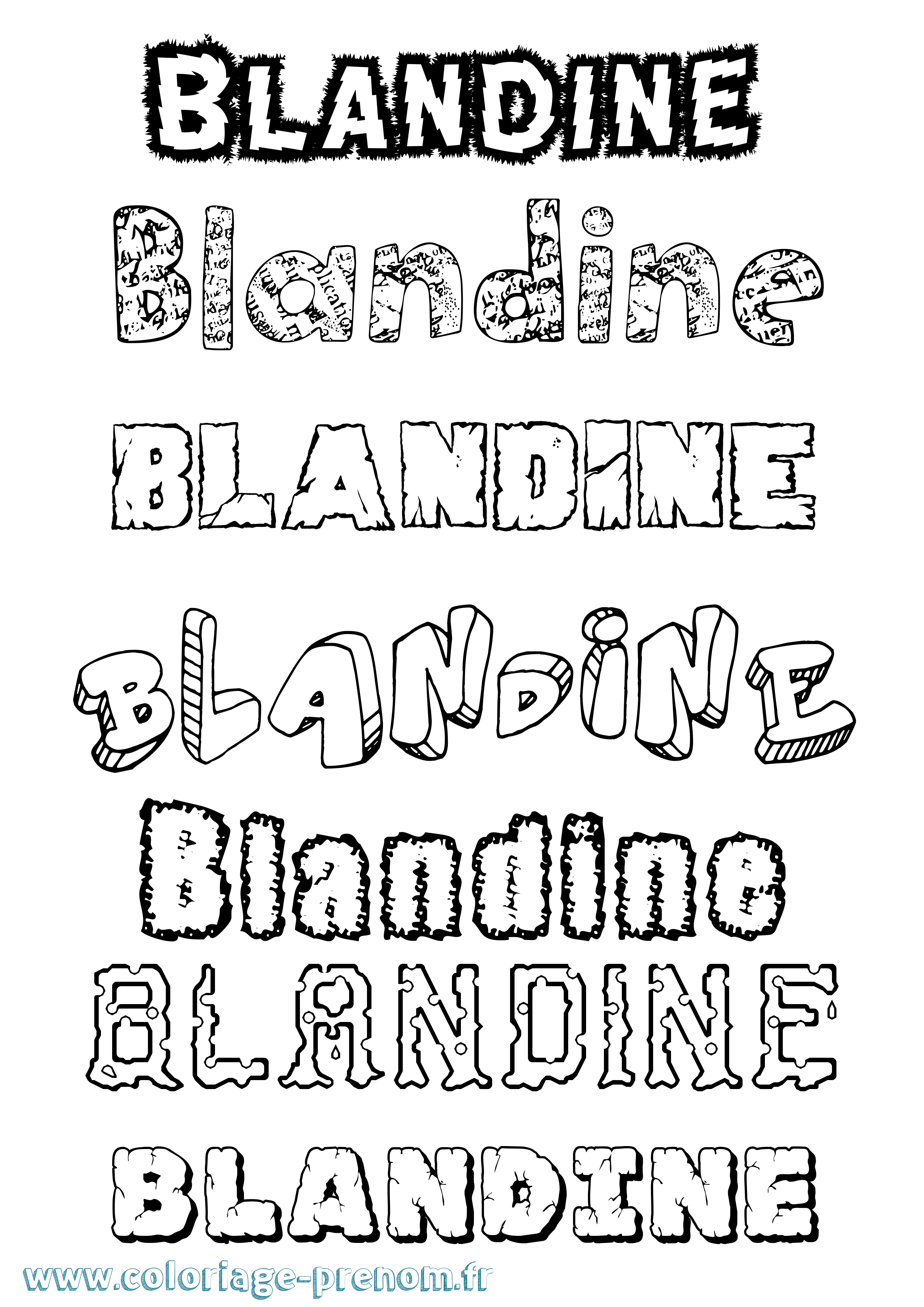 Coloriage prénom Blandine Destructuré