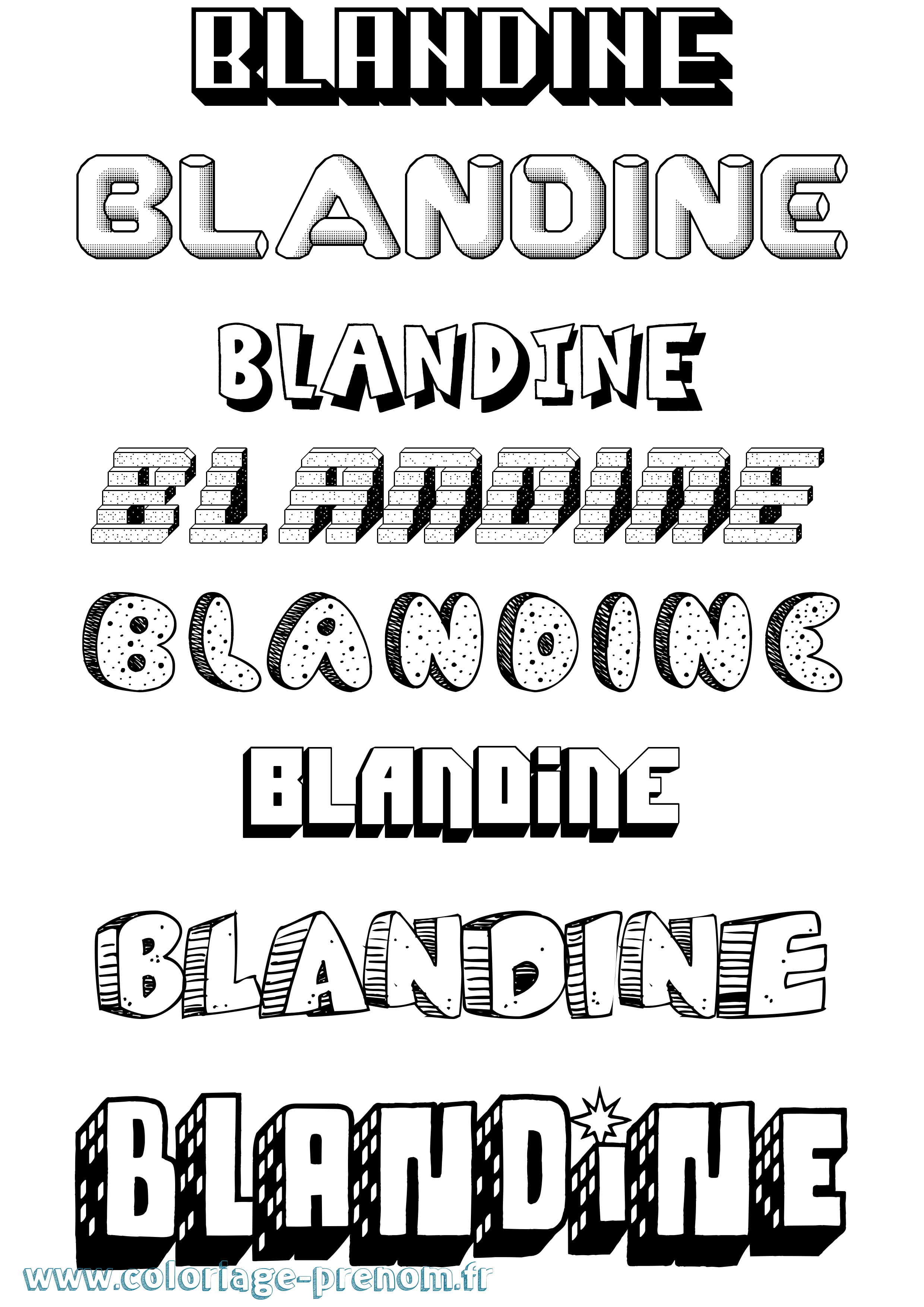 Coloriage prénom Blandine Effet 3D