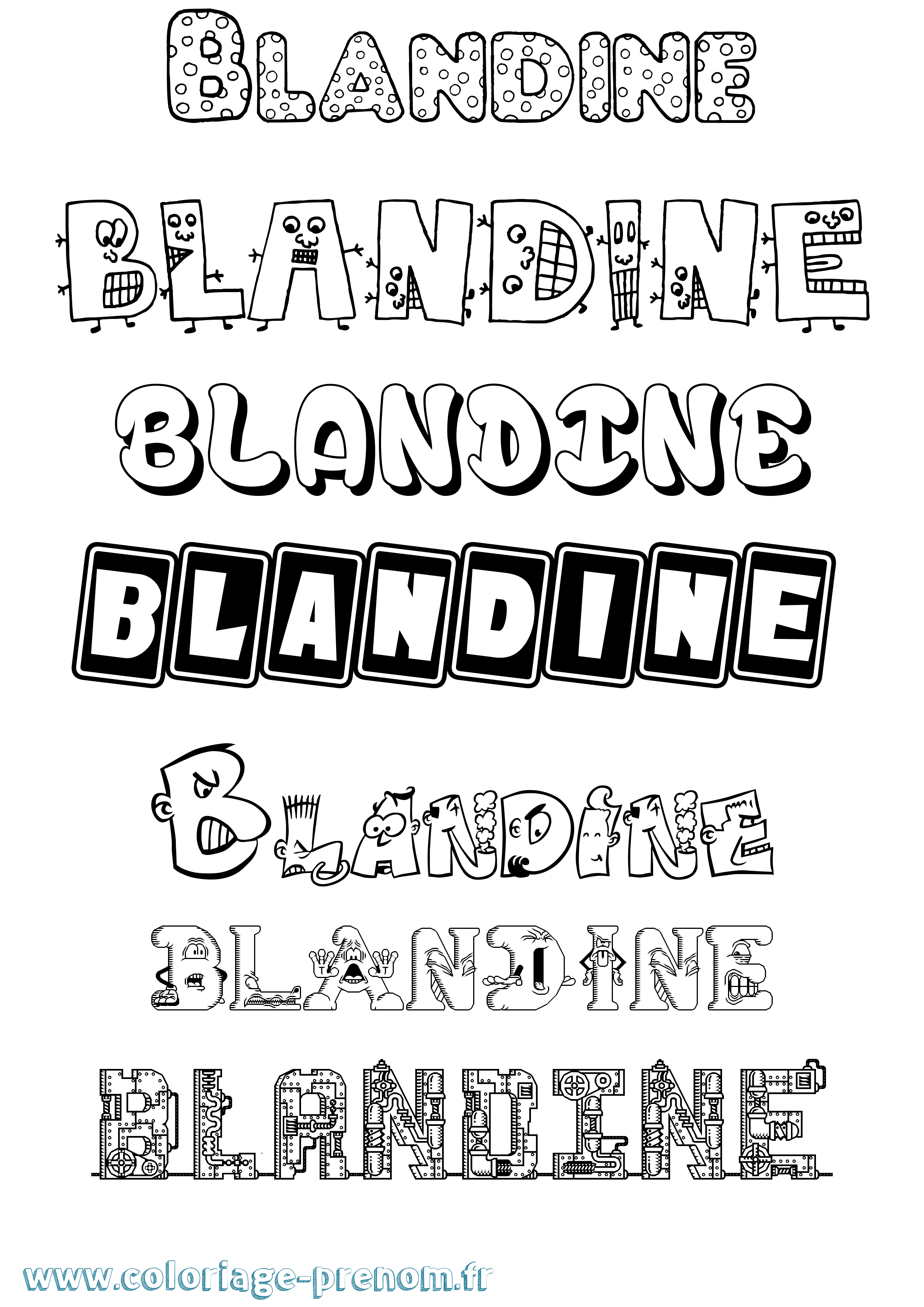 Coloriage prénom Blandine Fun