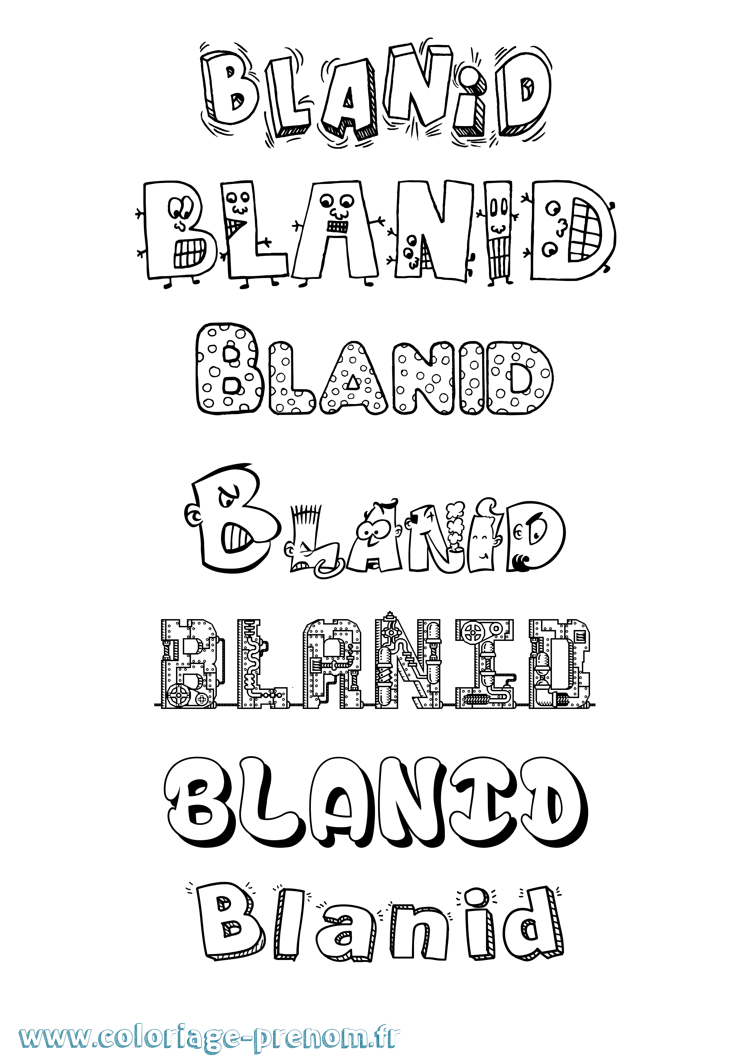 Coloriage prénom Blanid Fun