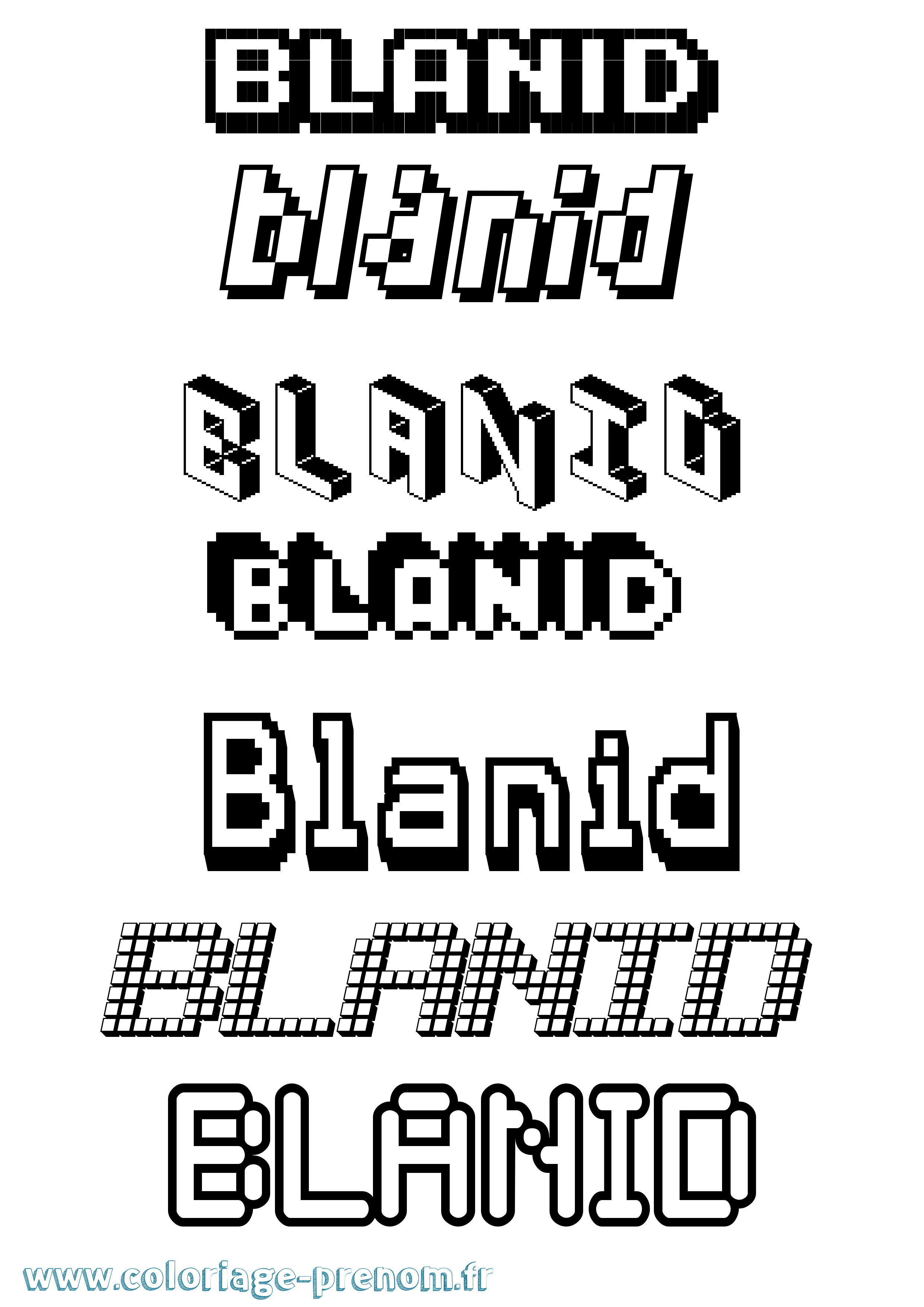 Coloriage prénom Blanid Pixel