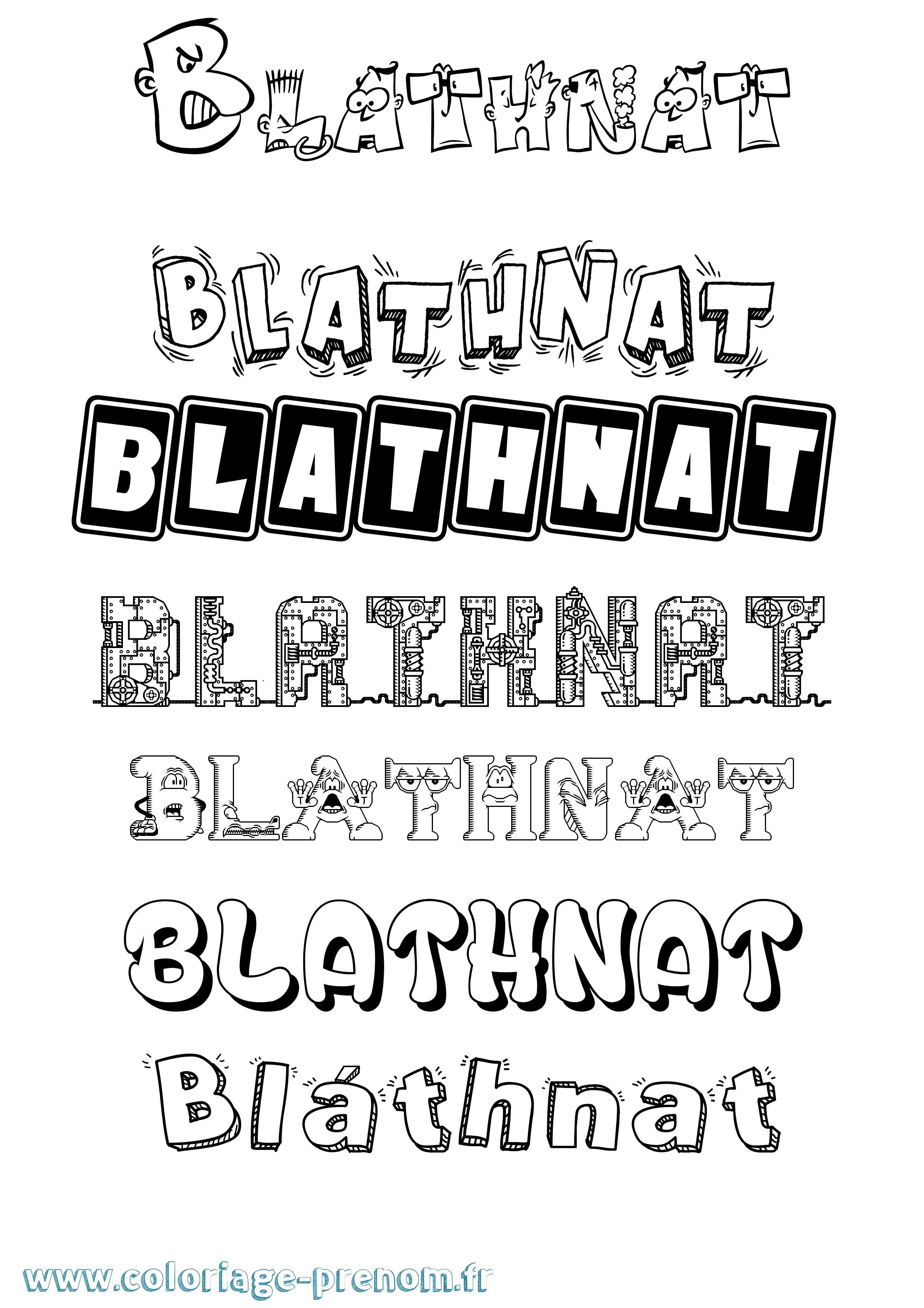 Coloriage prénom Bláthnat Fun