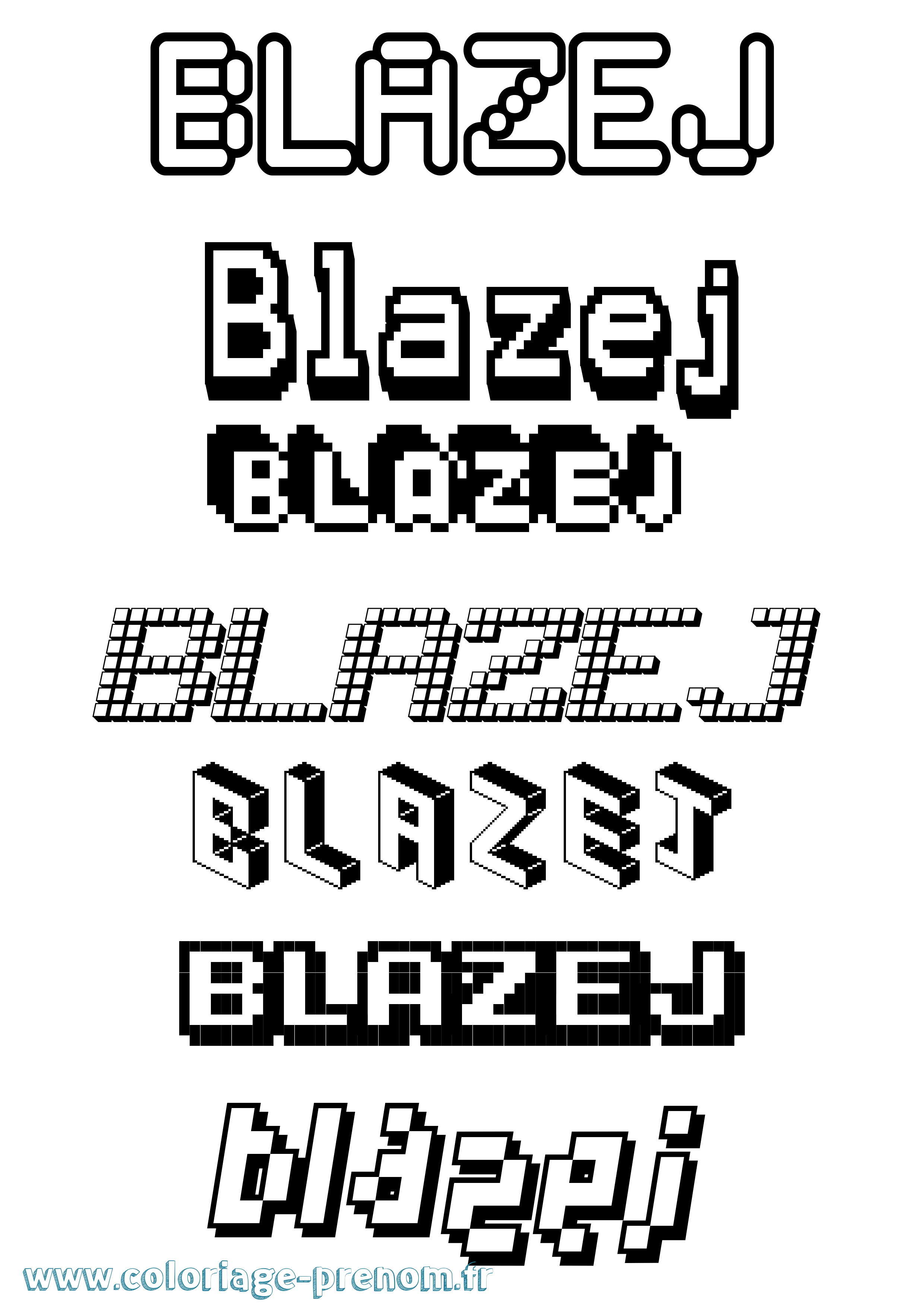 Coloriage prénom Blazej Pixel