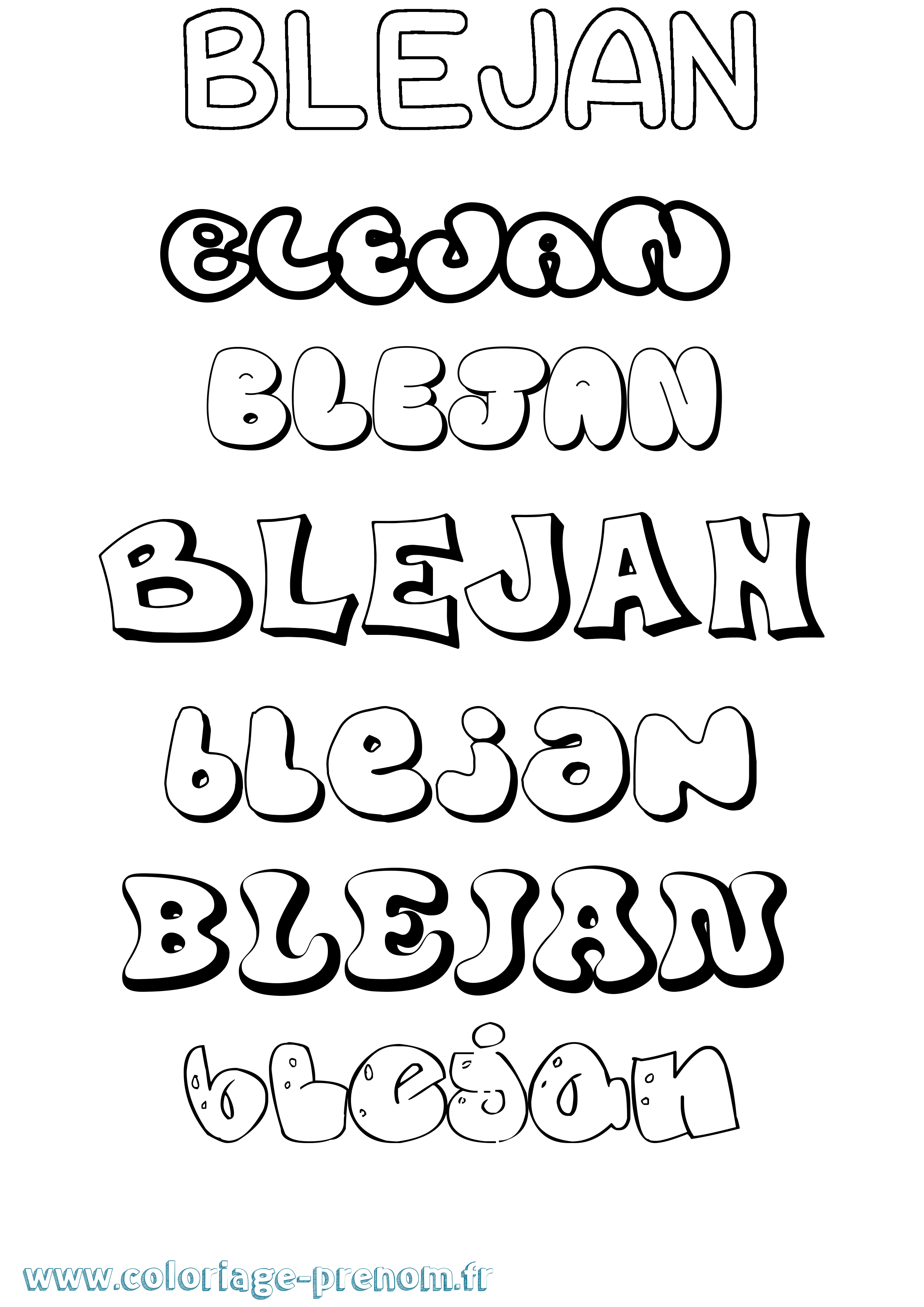 Coloriage prénom Blejan Bubble
