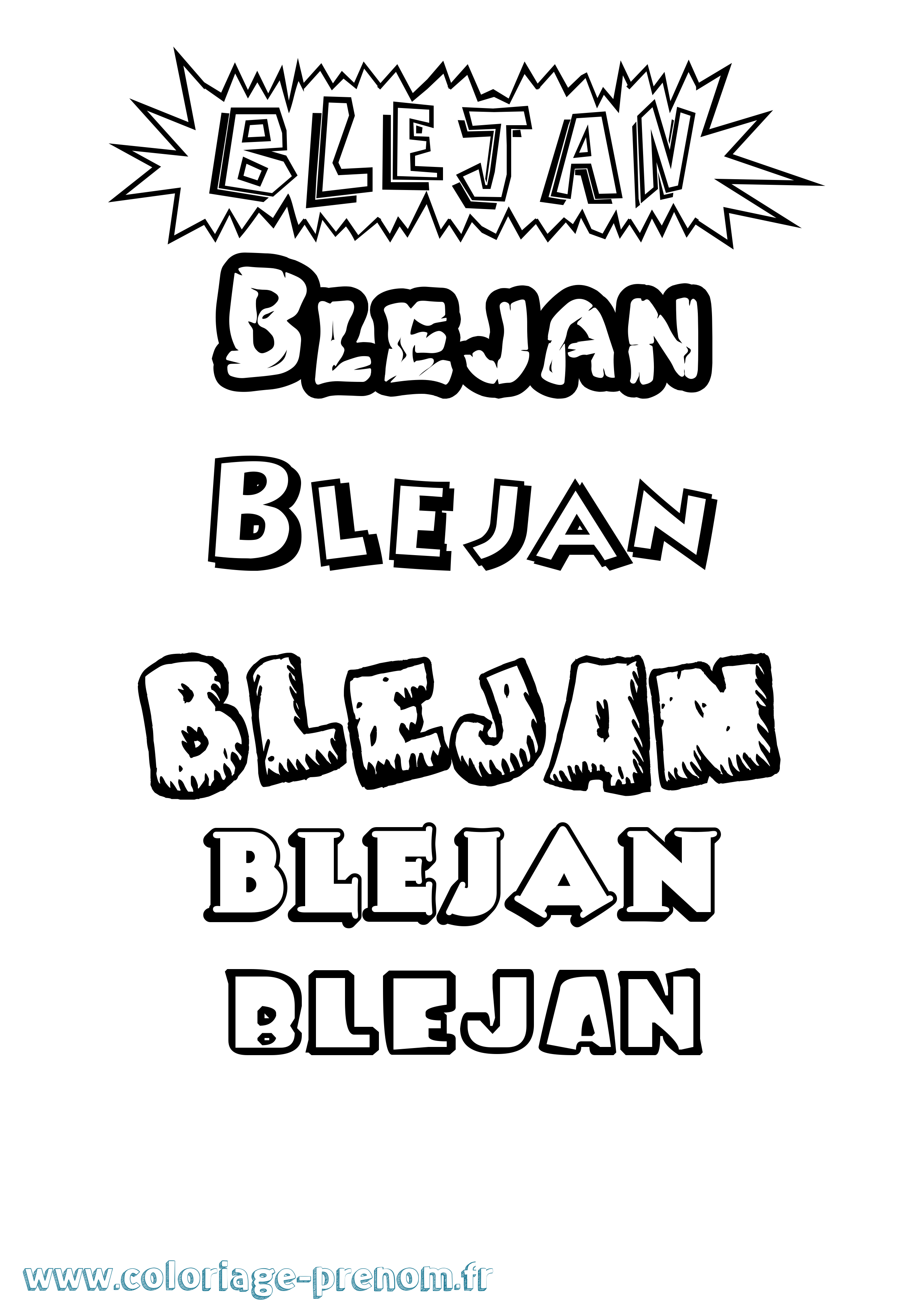 Coloriage Blejan Dessin Animé Coloriage prénom Blejan Dessin Animé