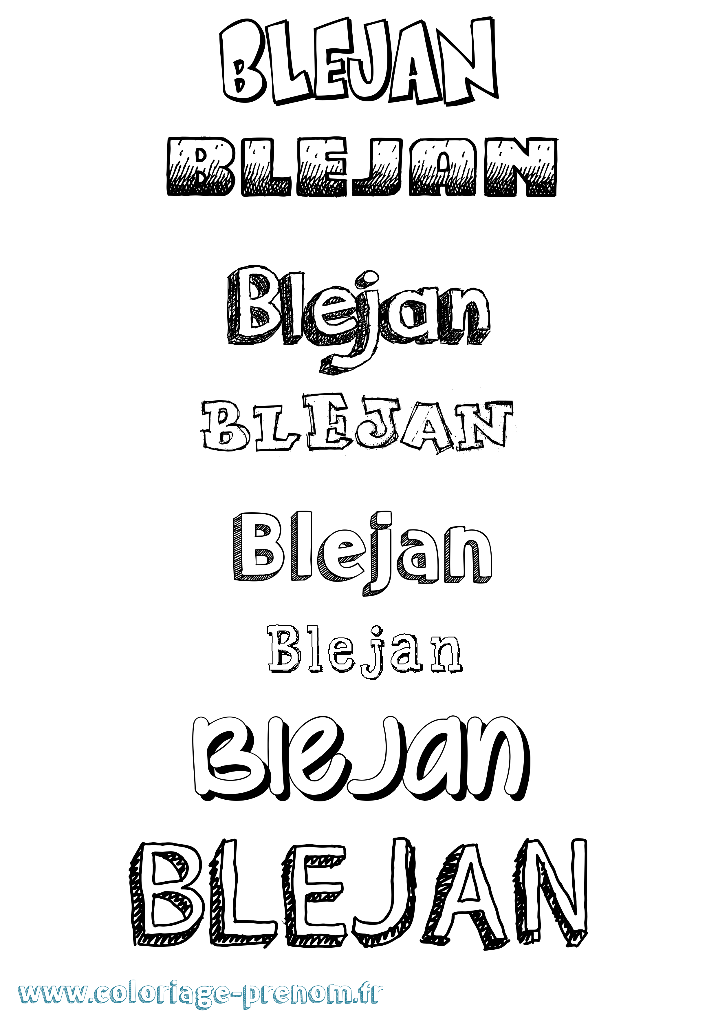 Coloriage Blejan Dessiné Coloriage prénom Blejan Dessiné