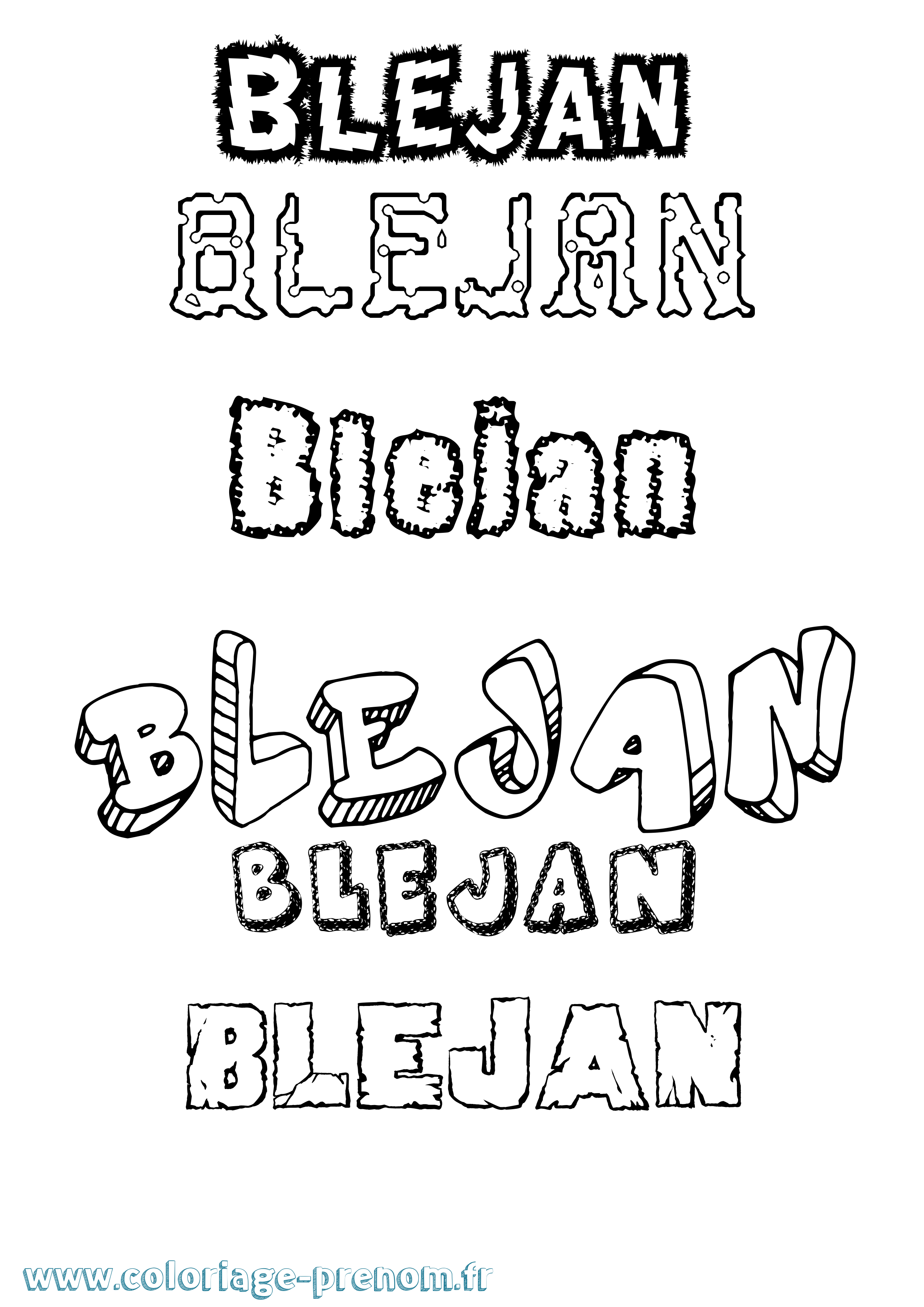 Coloriage Blejan Destructuré Coloriage prénom Blejan Destructuré