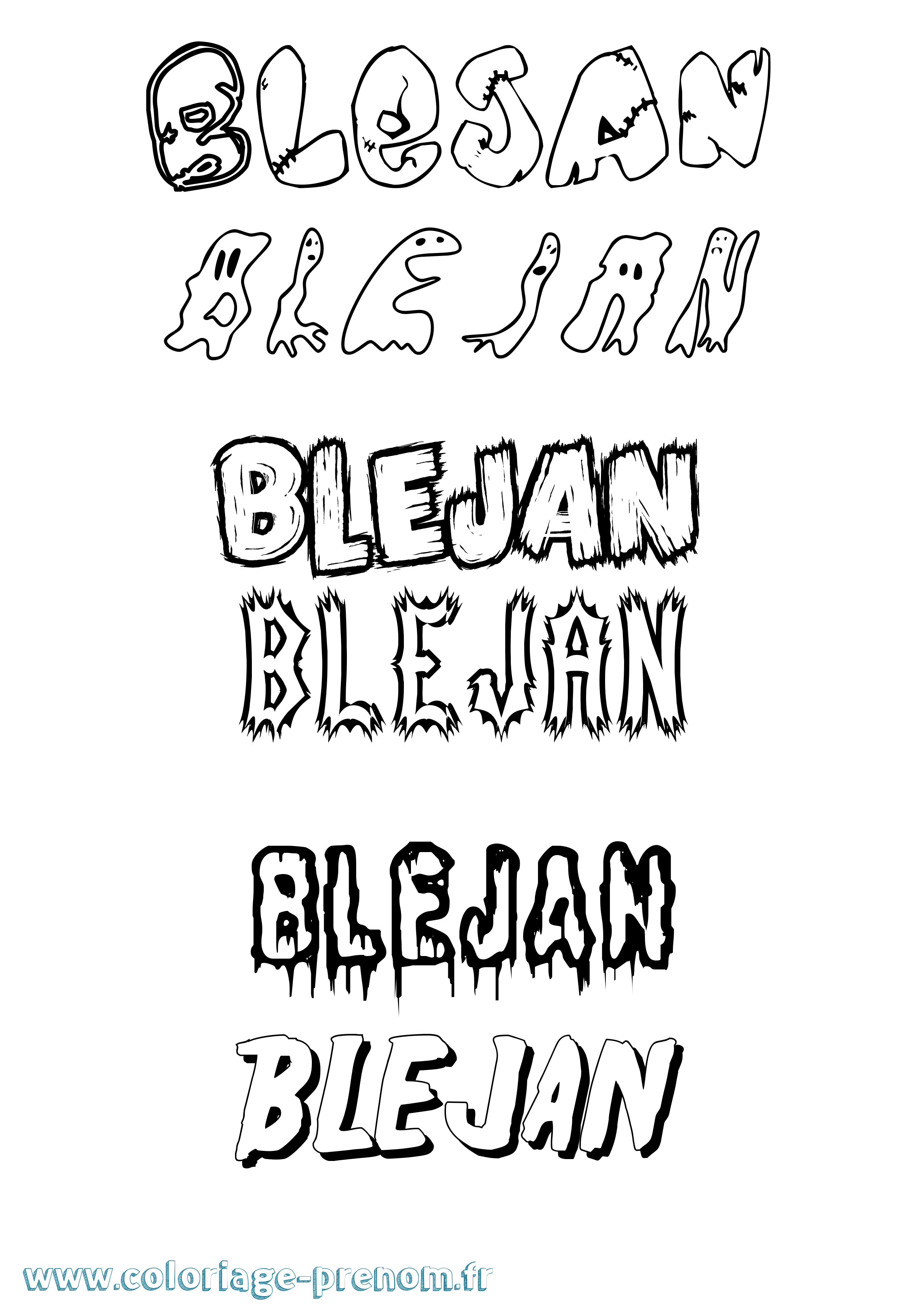 Coloriage Blejan Frisson Coloriage prénom Blejan Frisson