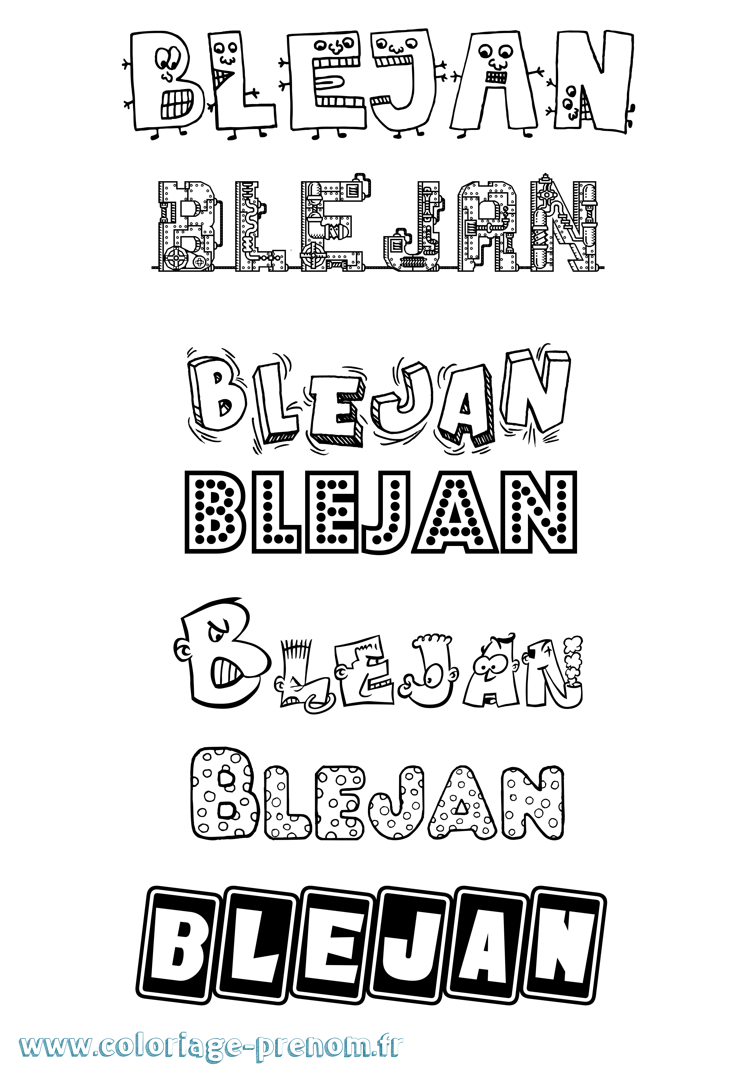 Coloriage prénom Blejan Fun