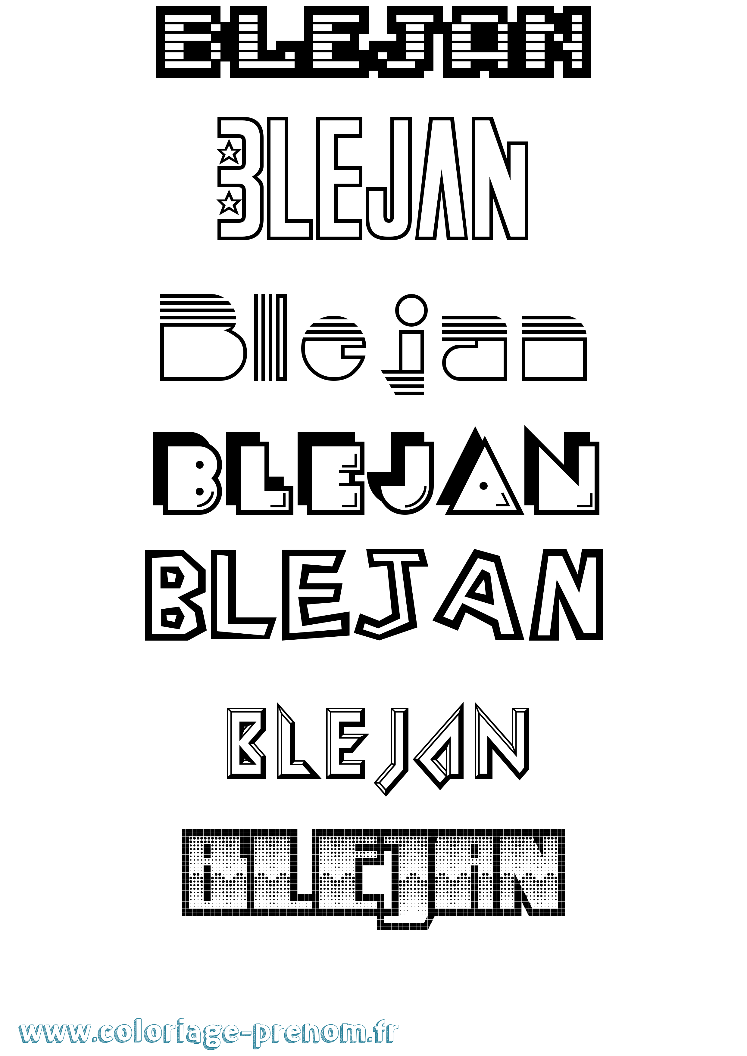 Coloriage Blejan Jeux Vidéos Coloriage prénom Blejan Jeux Vidéos