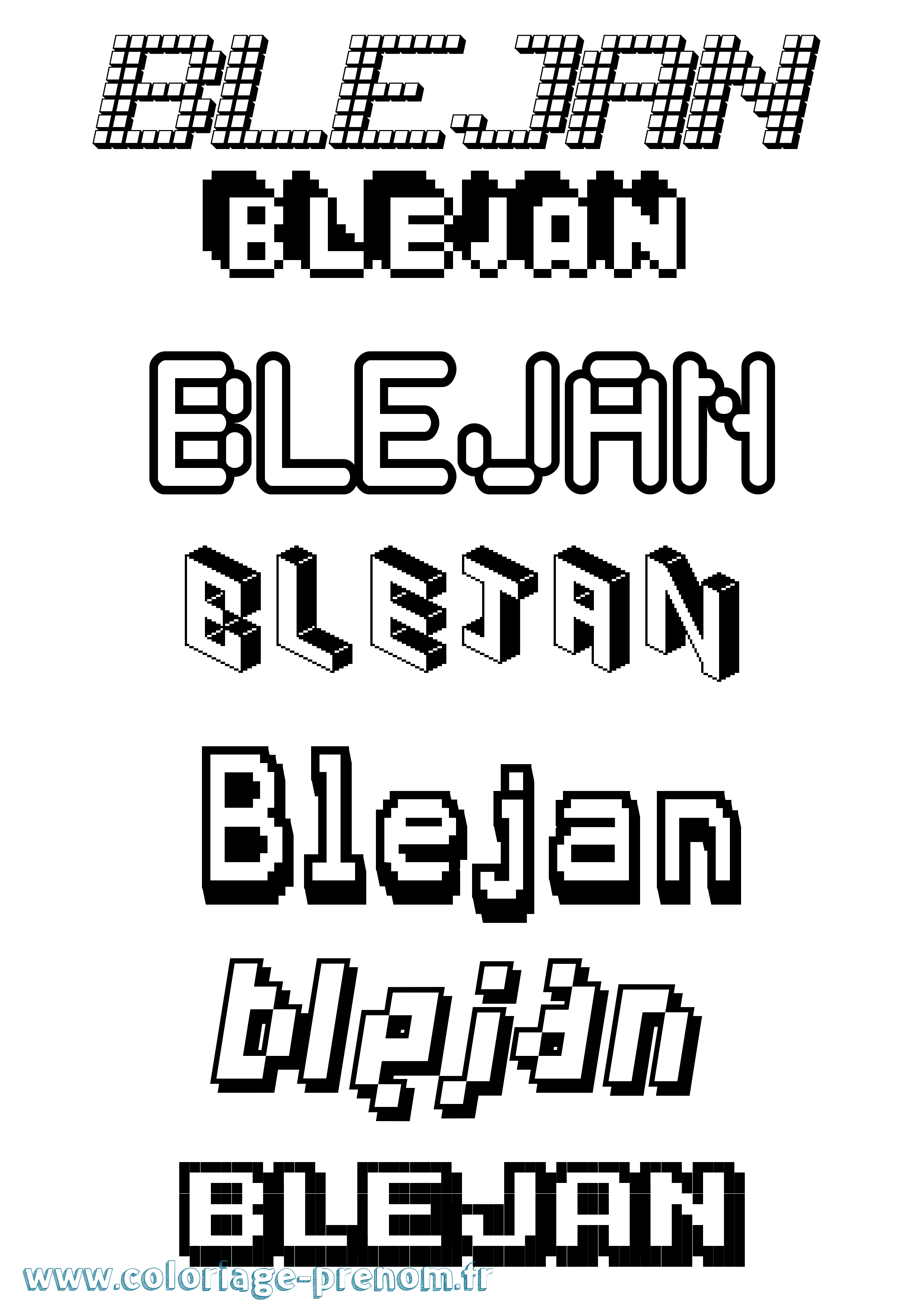 Coloriage prénom Blejan Pixel