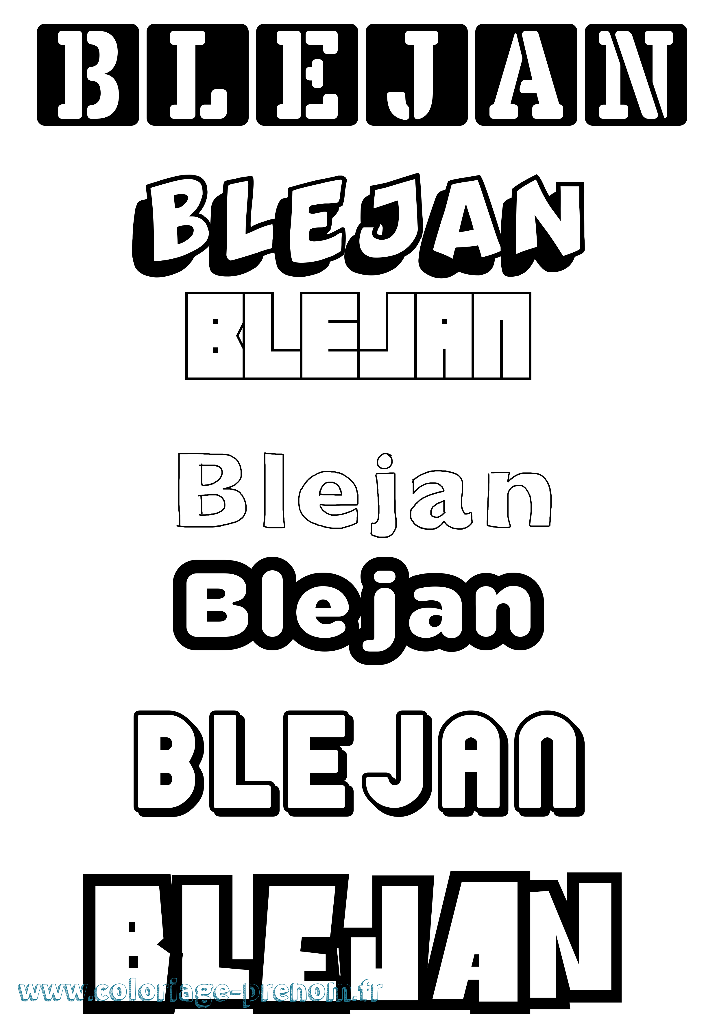 Coloriage prénom Blejan Simple