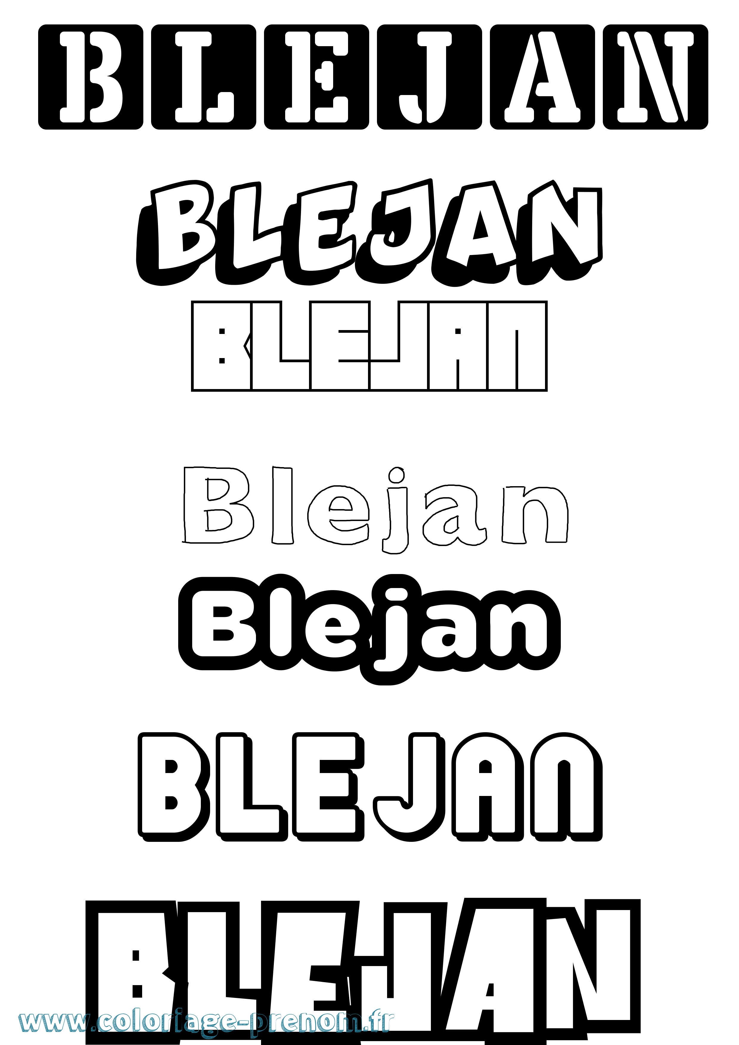 Coloriage Blejan Simple Coloriage prénom Blejan Simple