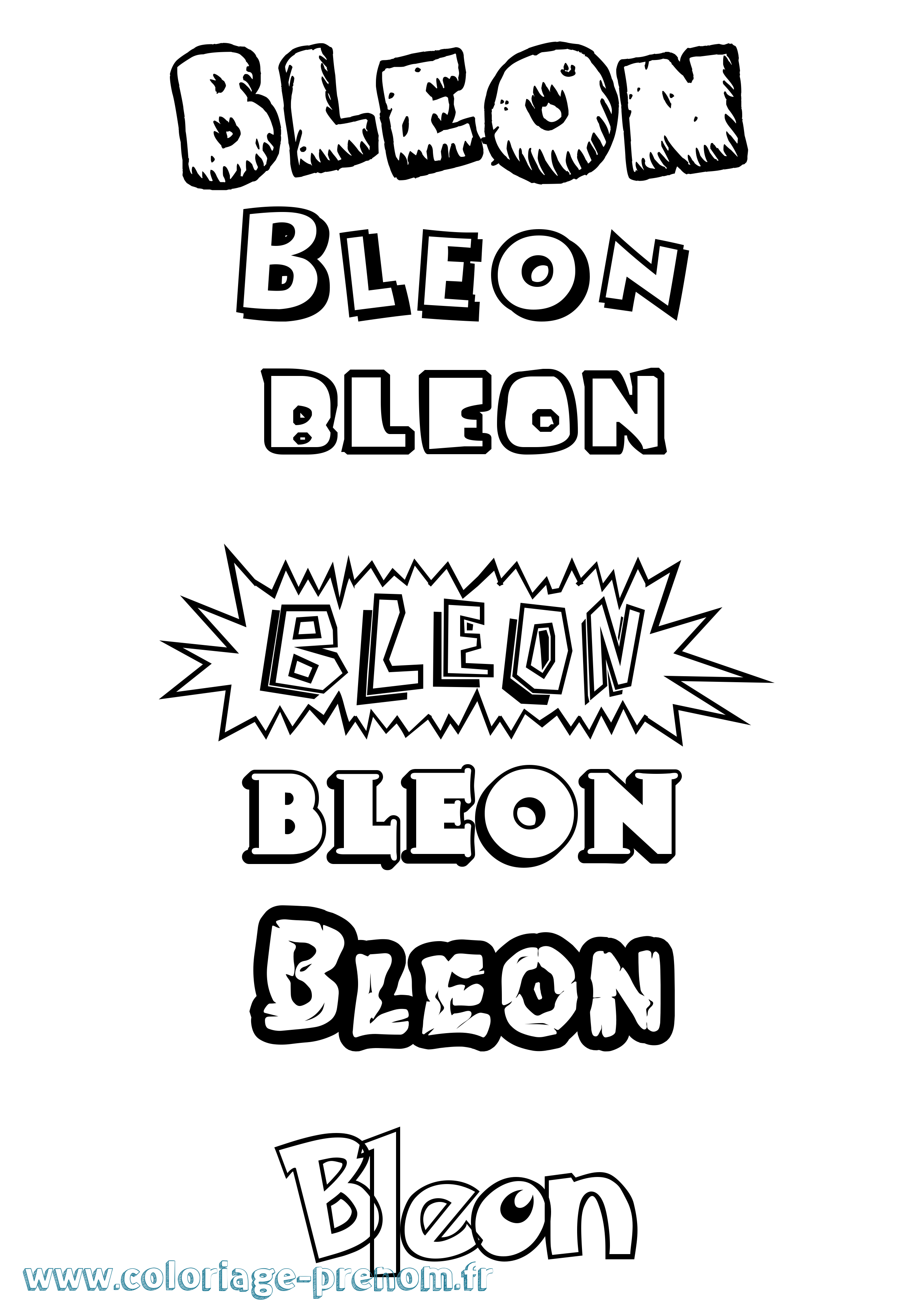 Coloriage Bleon Dessin Animé Coloriage prénom Bleon Dessin Animé