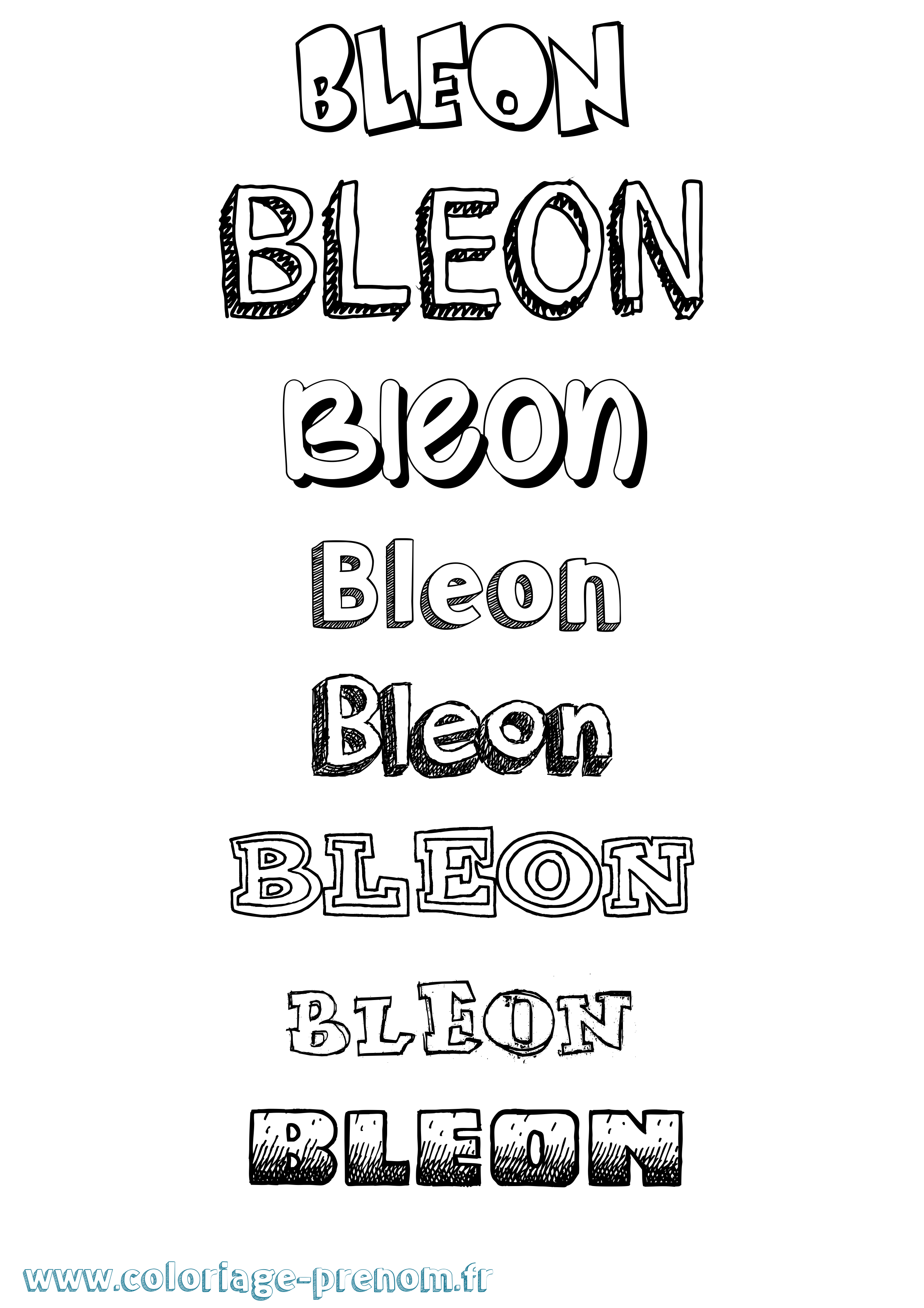 Coloriage Bleon Dessiné Coloriage prénom Bleon Dessiné