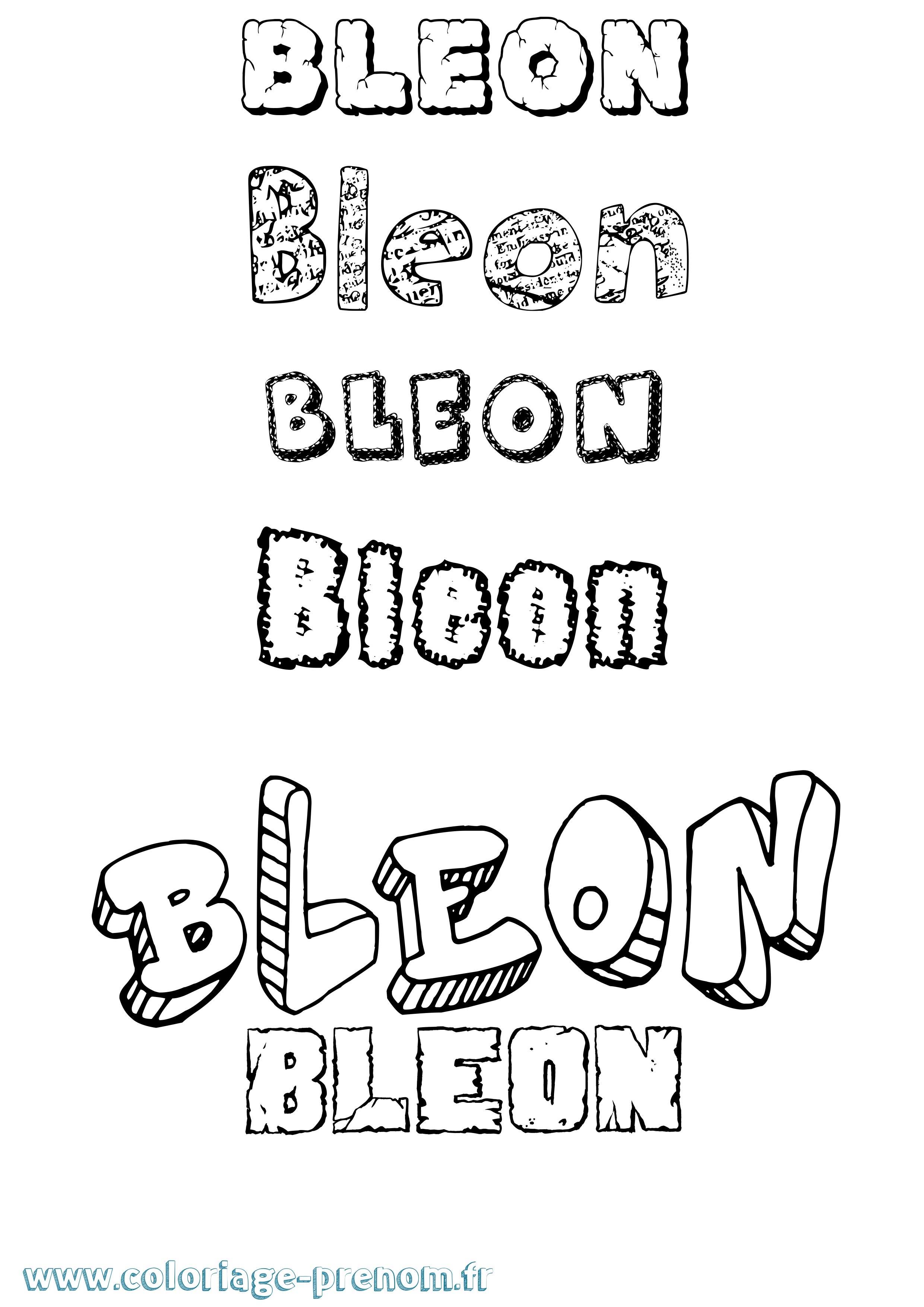 Coloriage Bleon Destructuré Coloriage prénom Bleon Destructuré