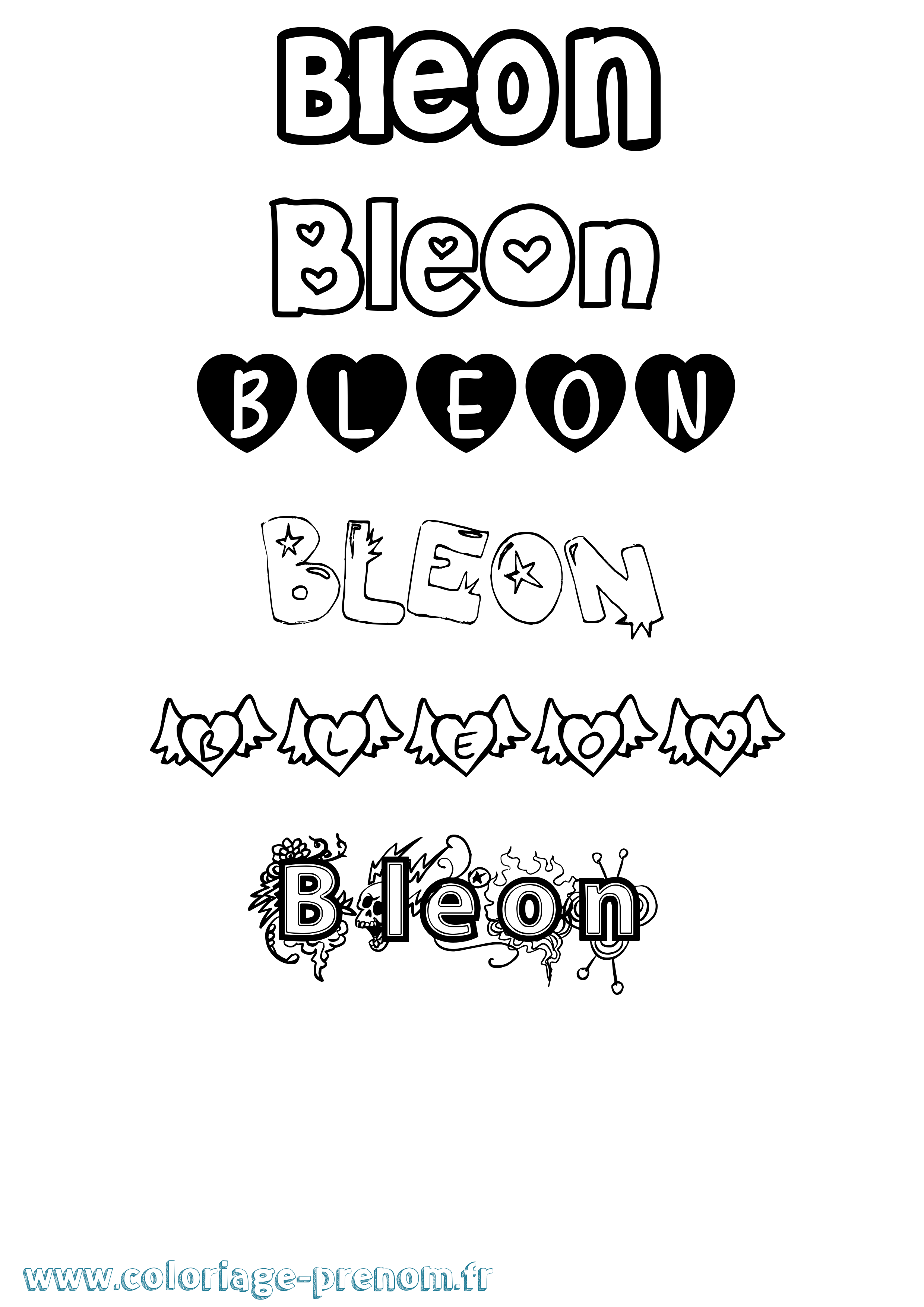 Coloriage prénom Bleon Girly
