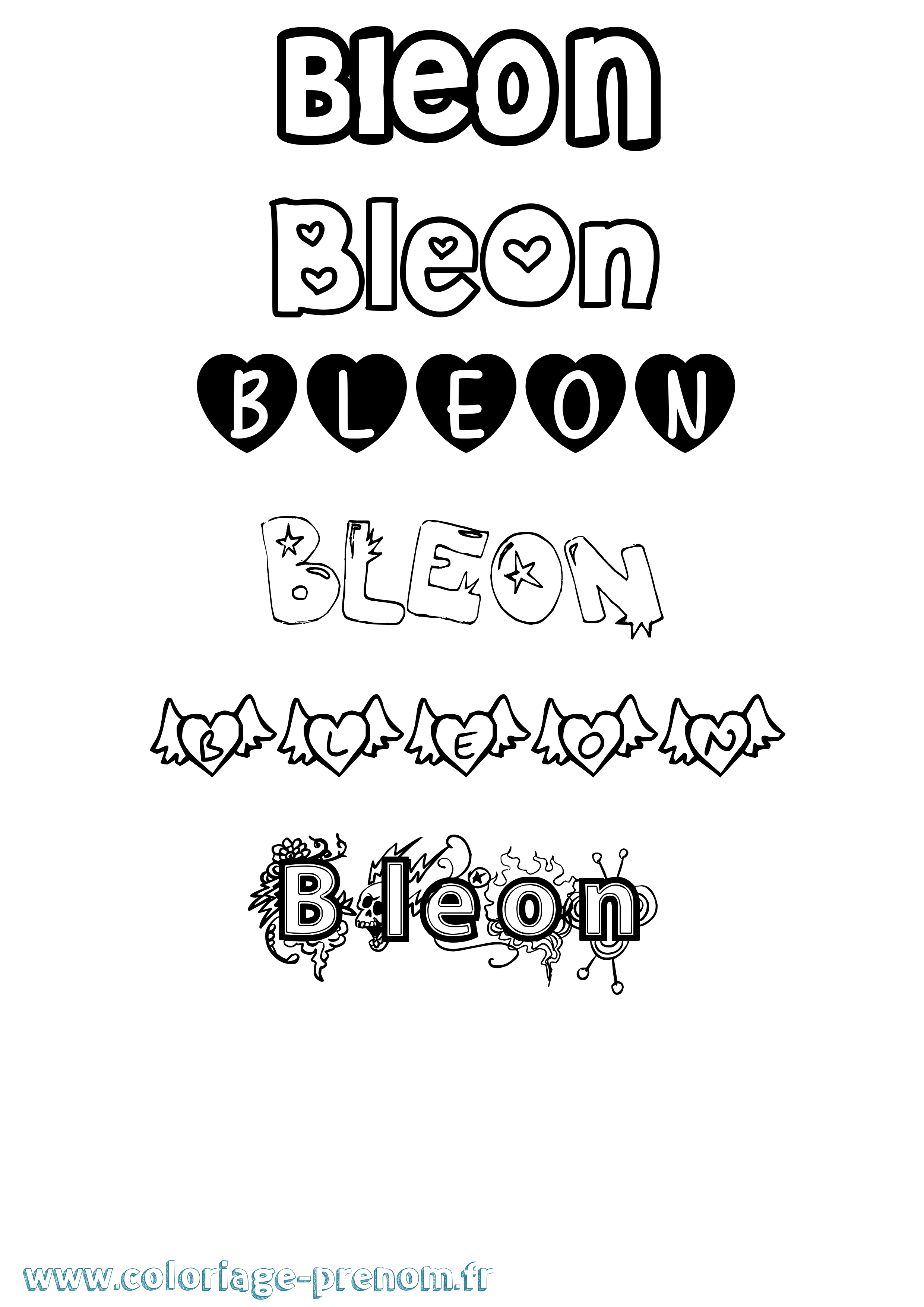 Coloriage Bleon Girly Coloriage prénom Bleon Girly