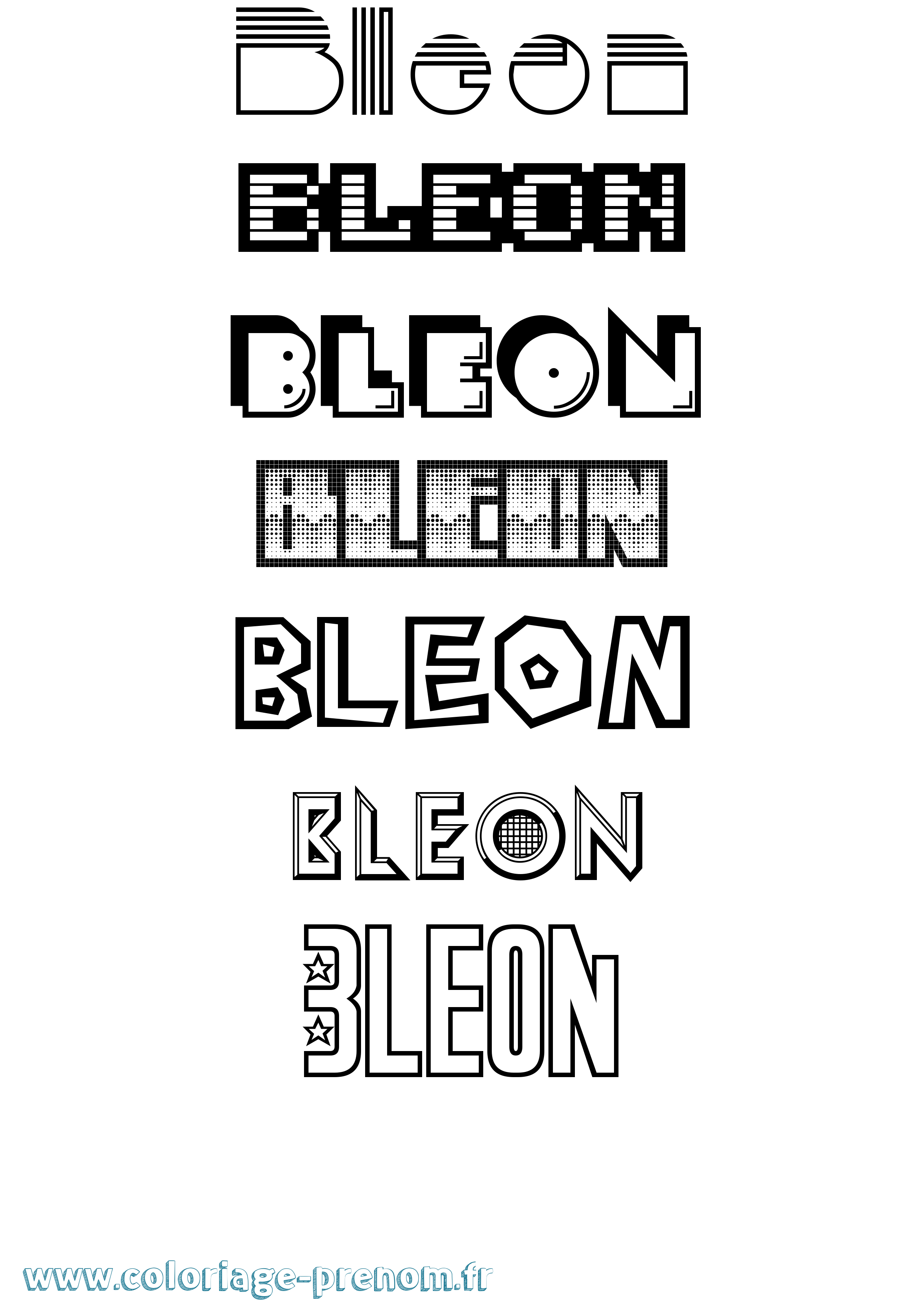 Coloriage prénom Bleon Jeux Vidéos