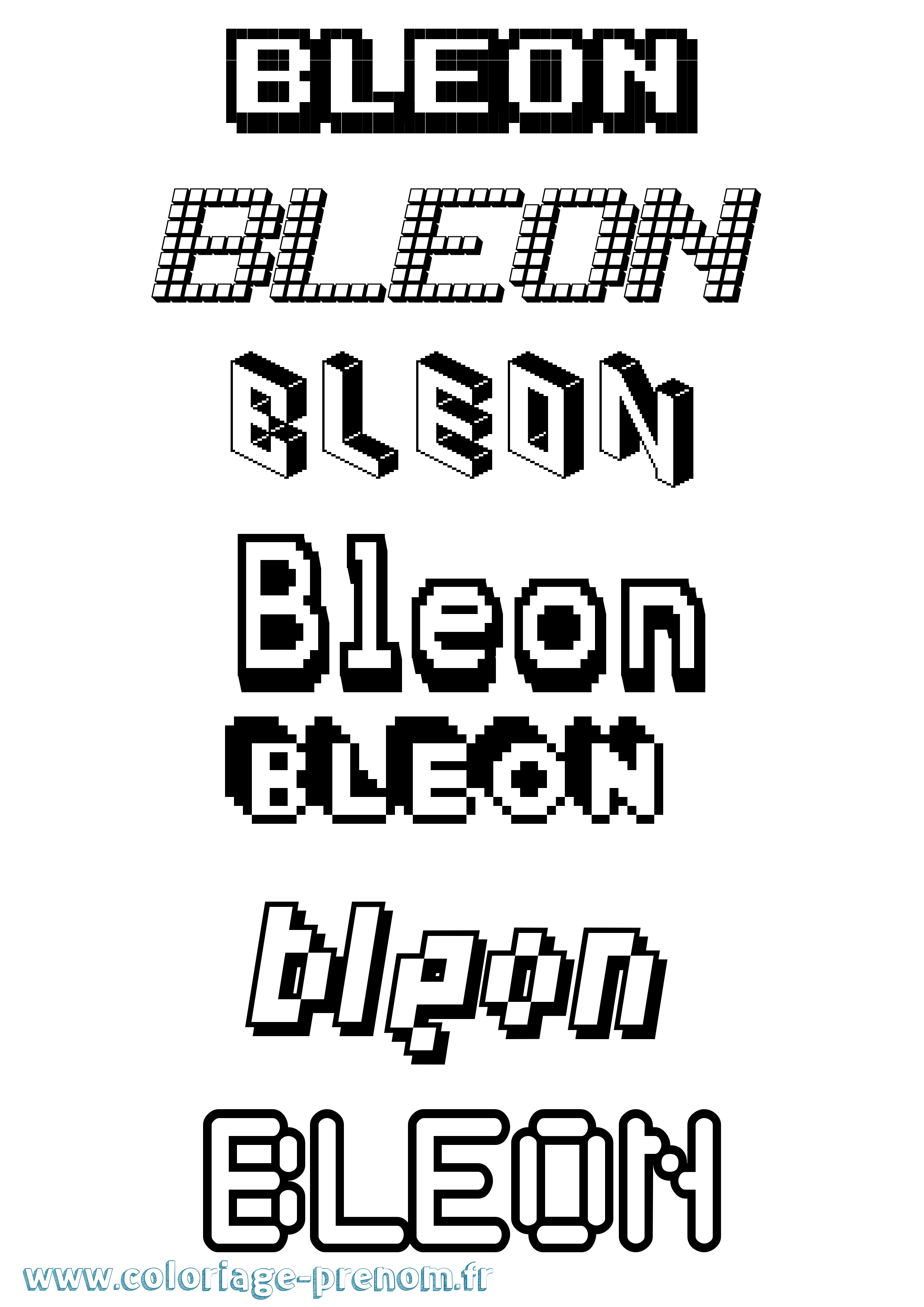 Coloriage Bleon Pixel Coloriage prénom Bleon Pixel