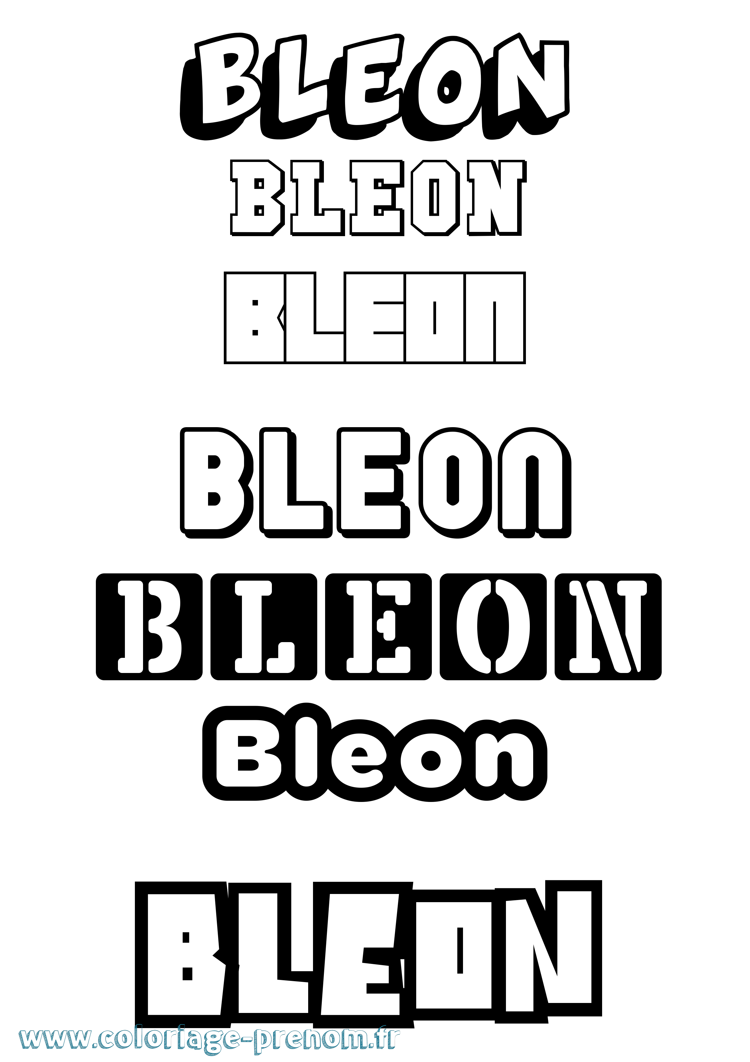Coloriage Bleon Simple Coloriage prénom Bleon Simple