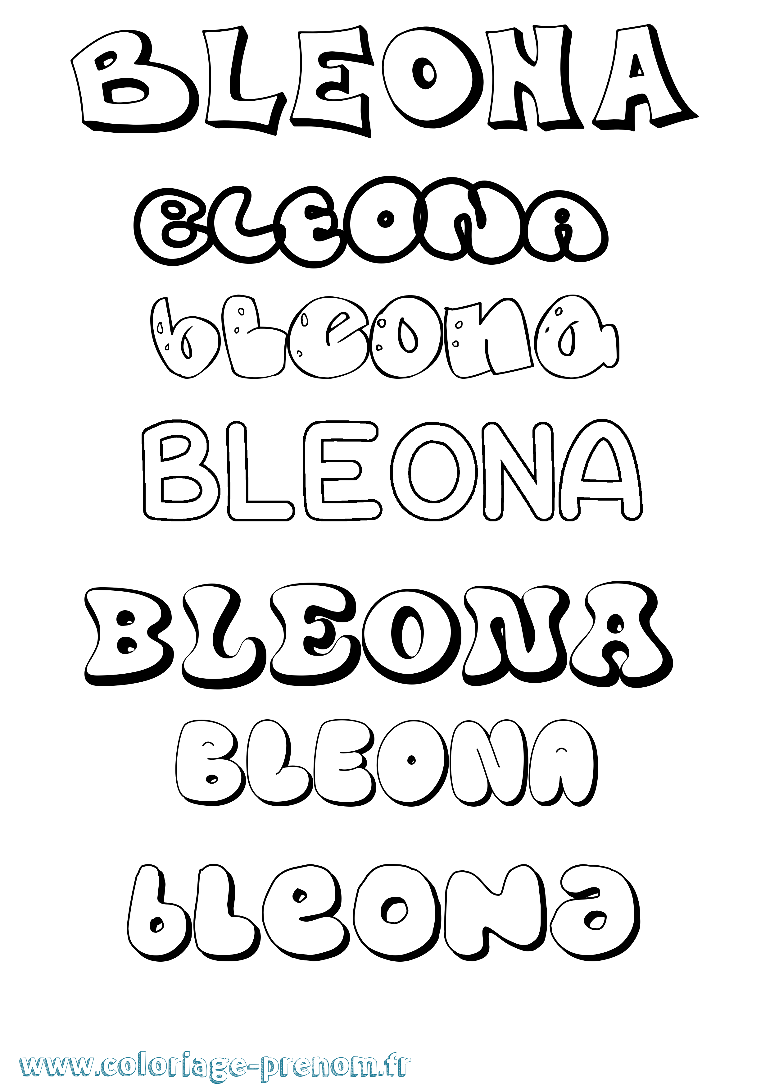 Coloriage prénom Bleona Bubble